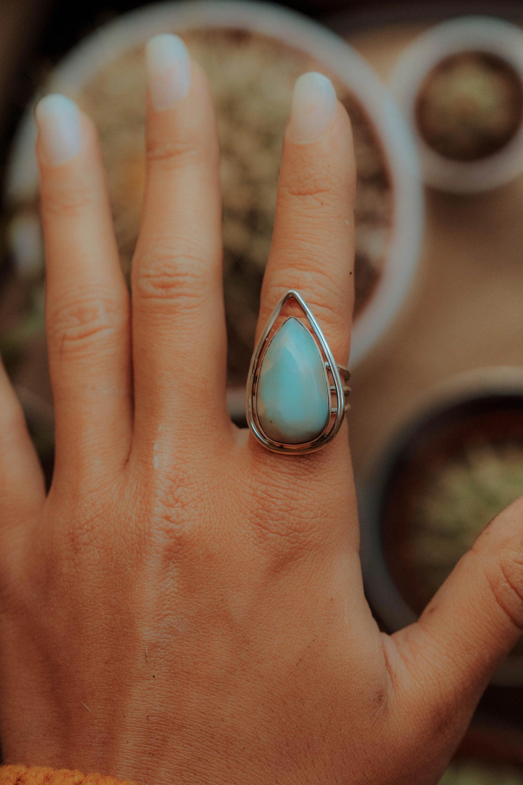 Larimar Ring ~ Sterling Silver 925 ~ MR265