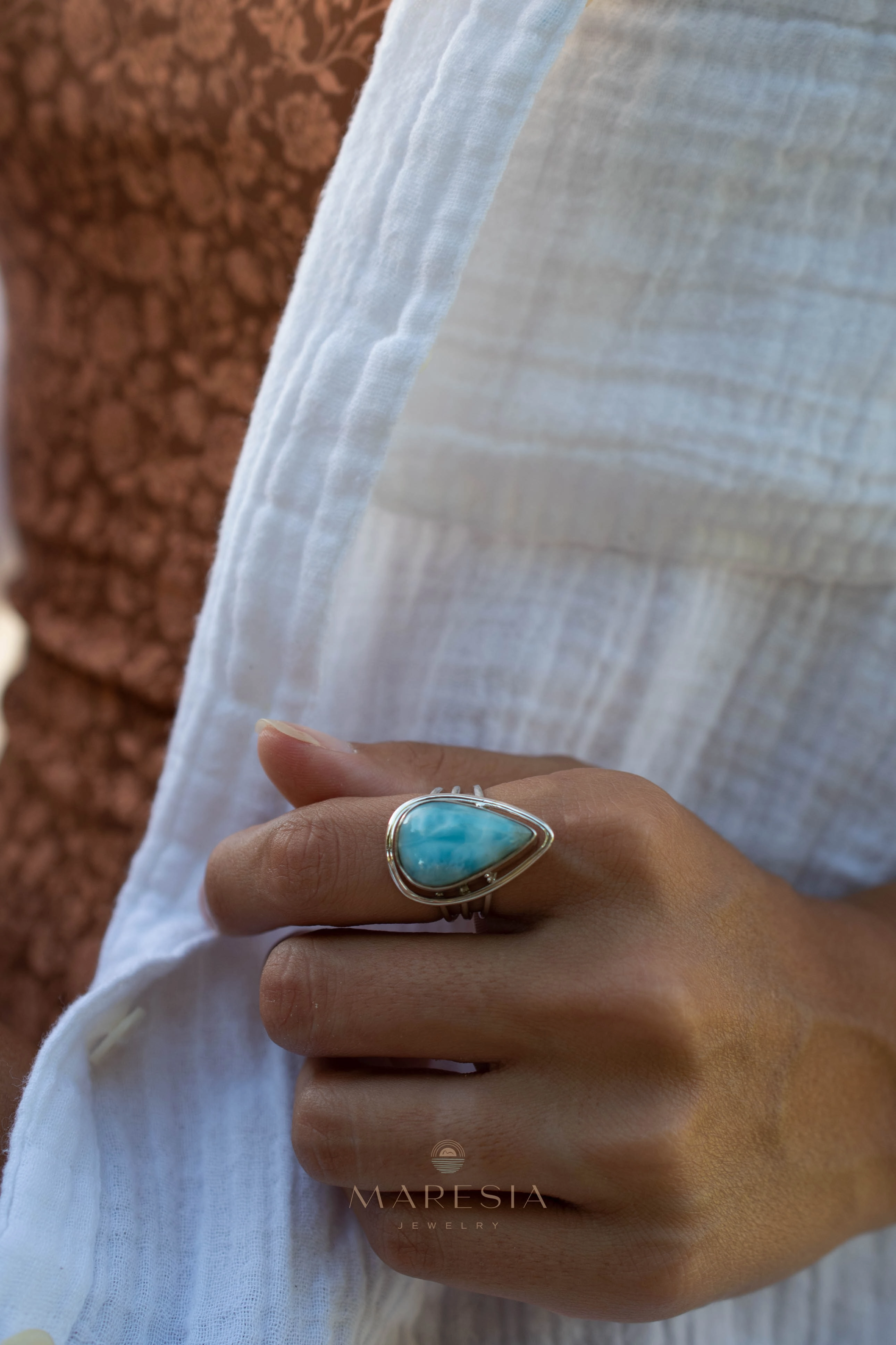 Larimar Ring ~ Sterling Silver 925 ~ MR265