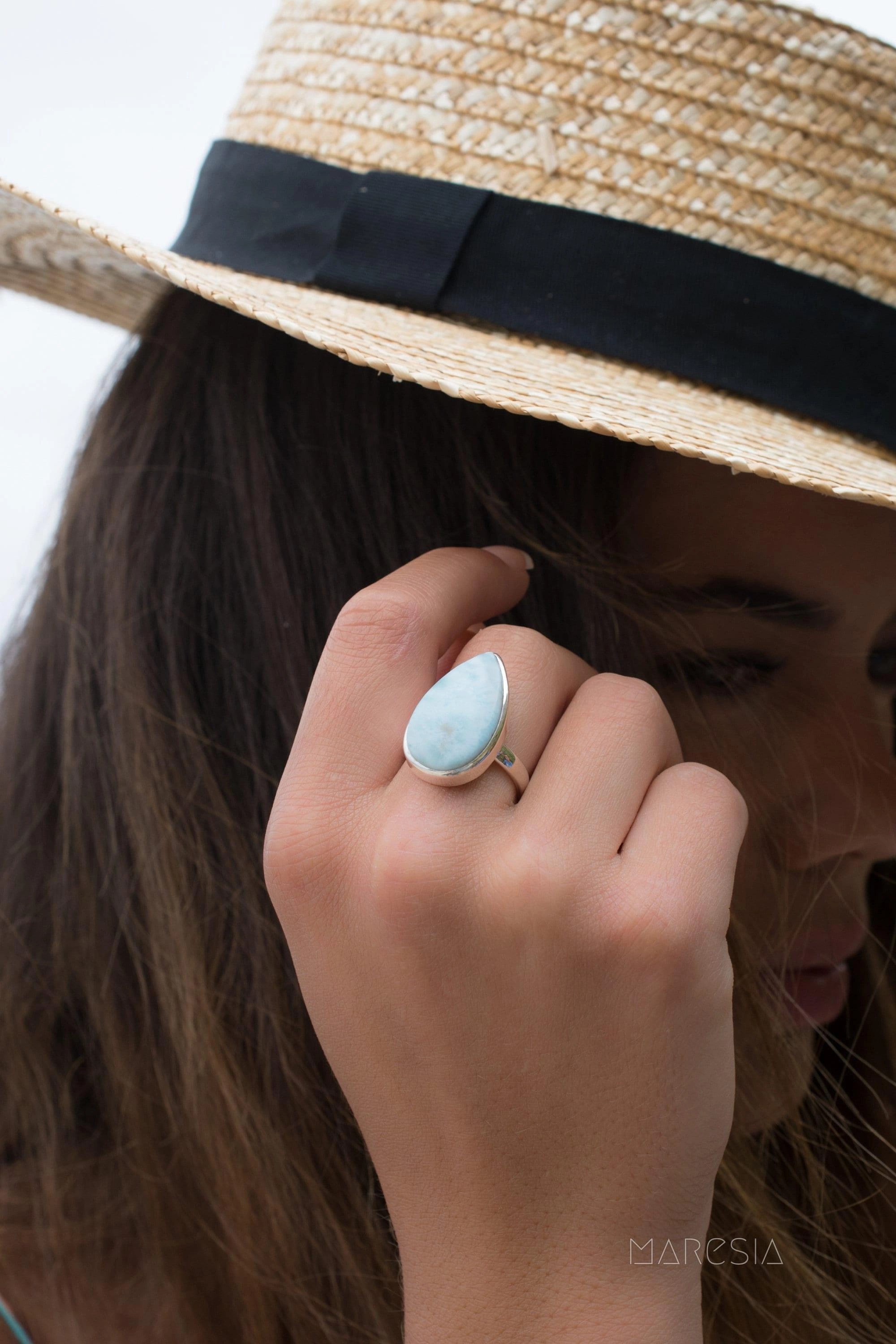 Larimar Ring ~  Sterling Silver 925 ~ MR278