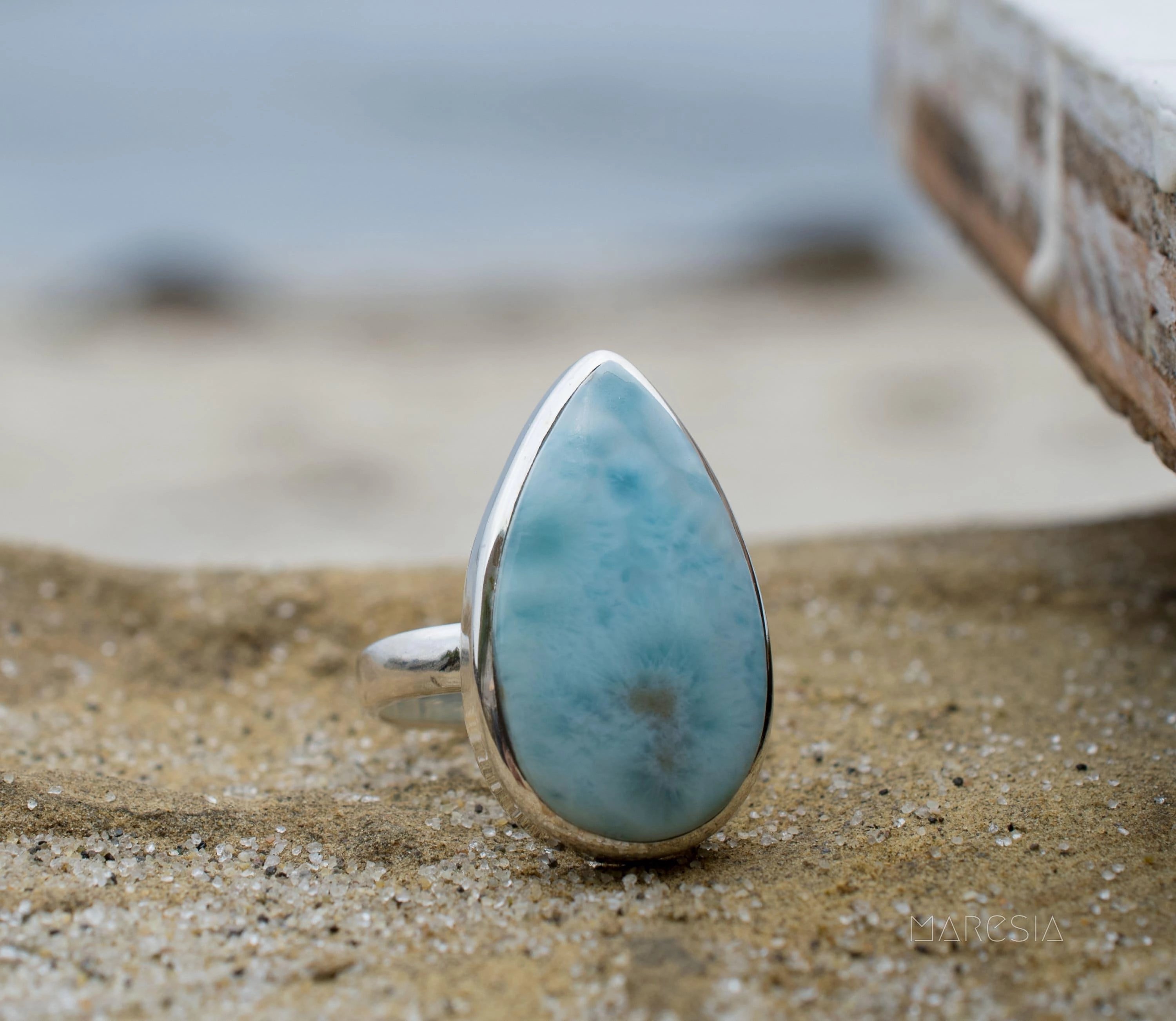 Larimar Ring ~  Sterling Silver 925 ~ MR278