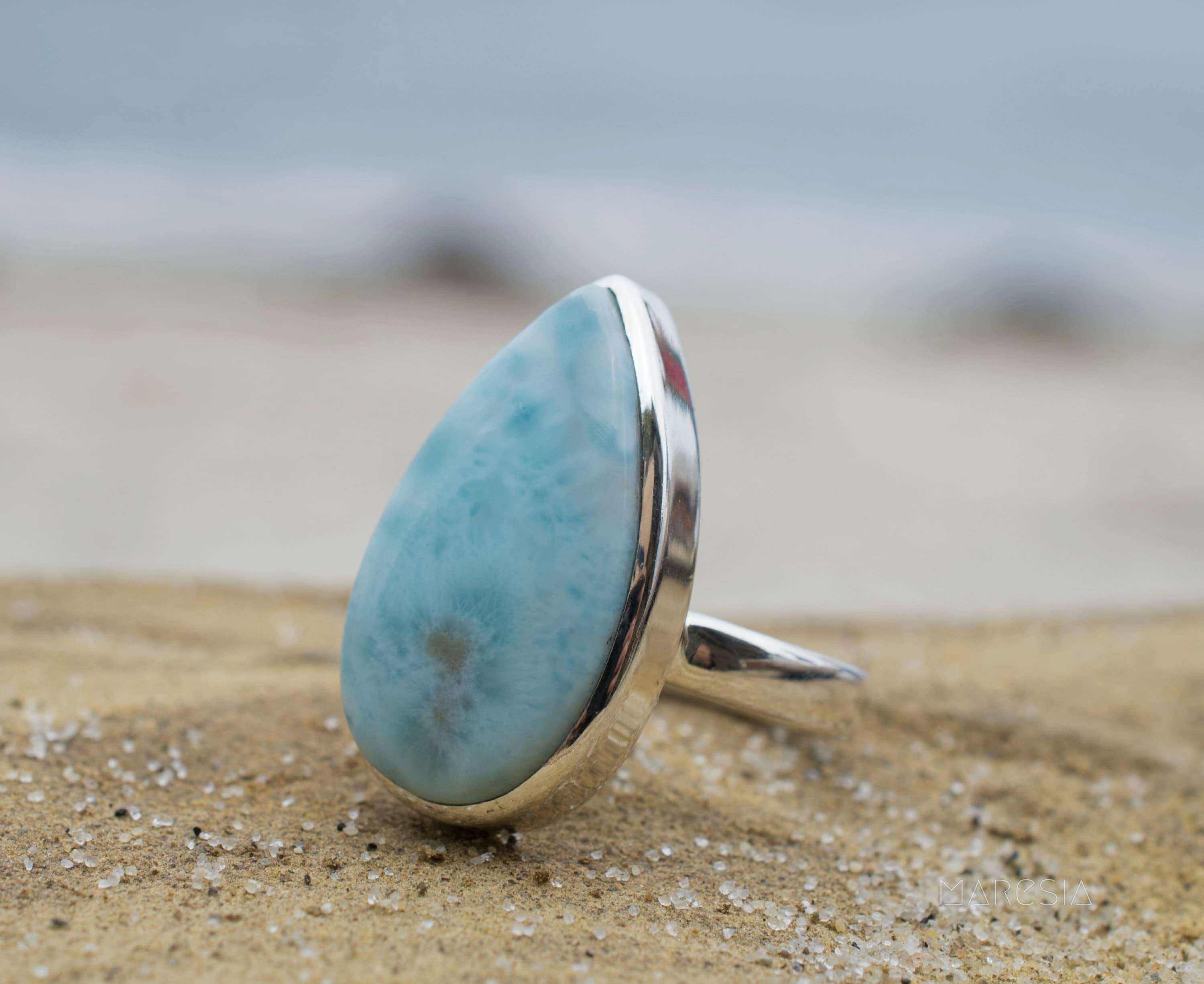 Larimar Ring ~  Sterling Silver 925 ~ MR278