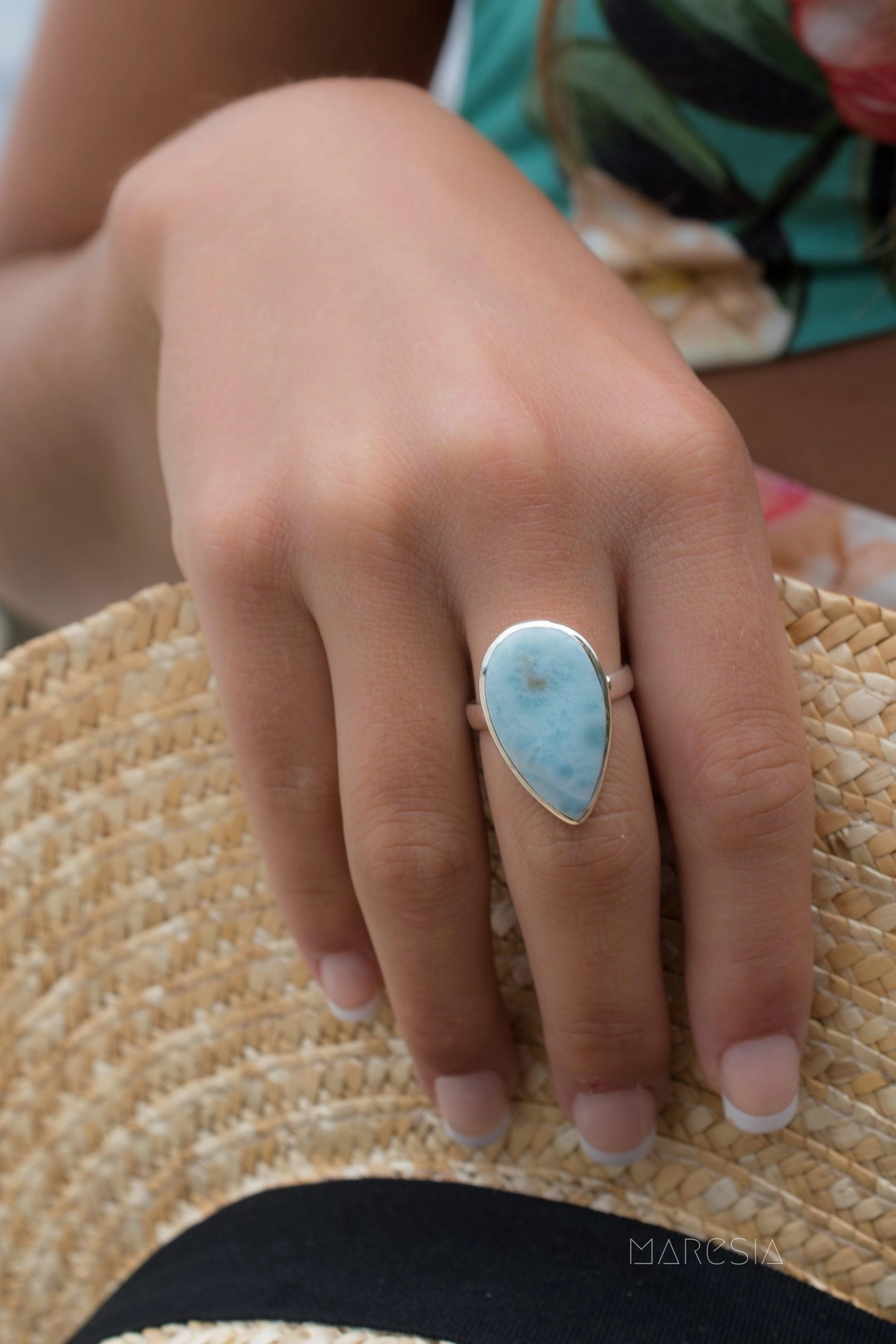 Larimar Ring ~  Sterling Silver 925 ~ MR278