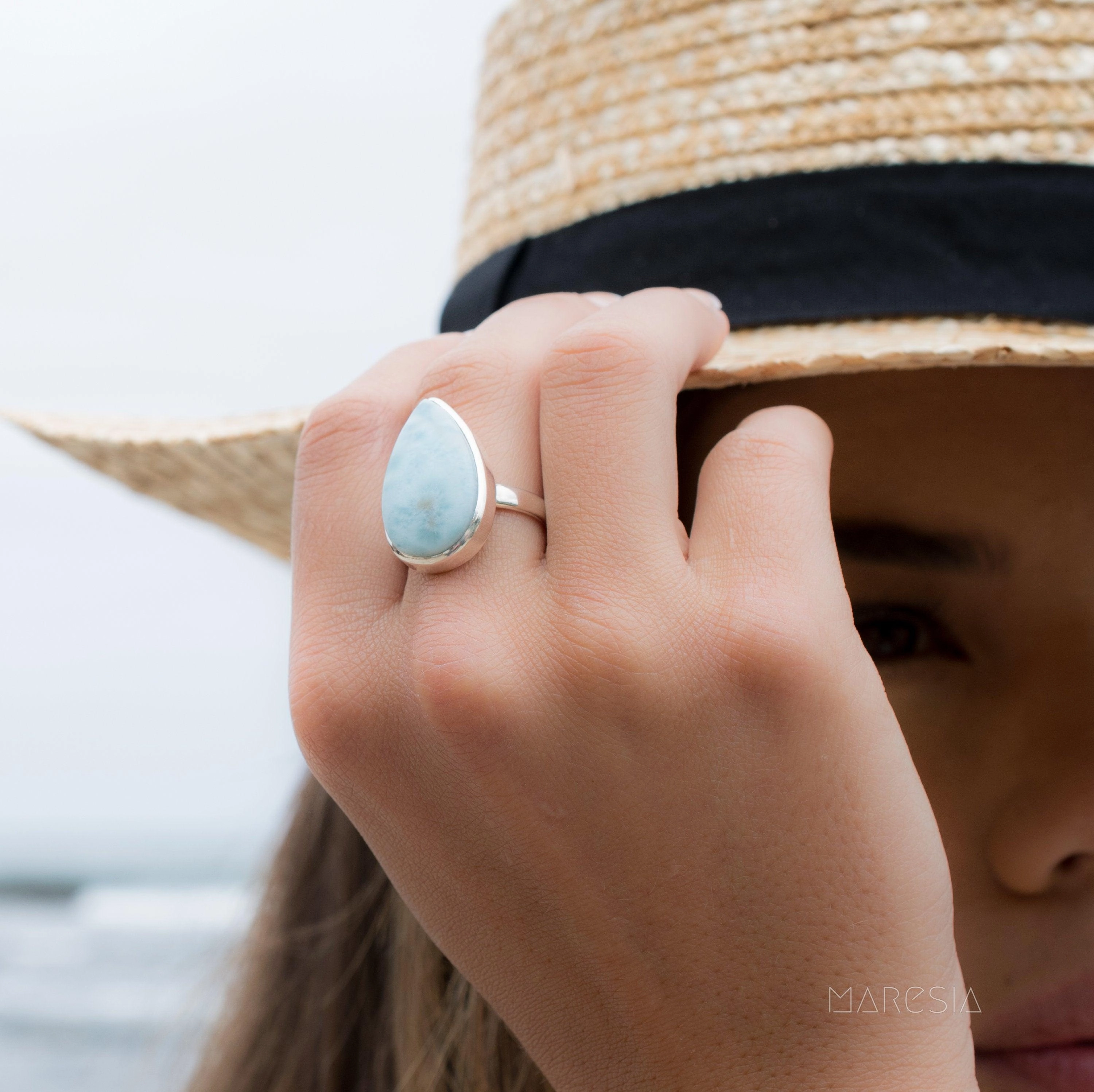 Larimar Ring ~  Sterling Silver 925 ~ MR278