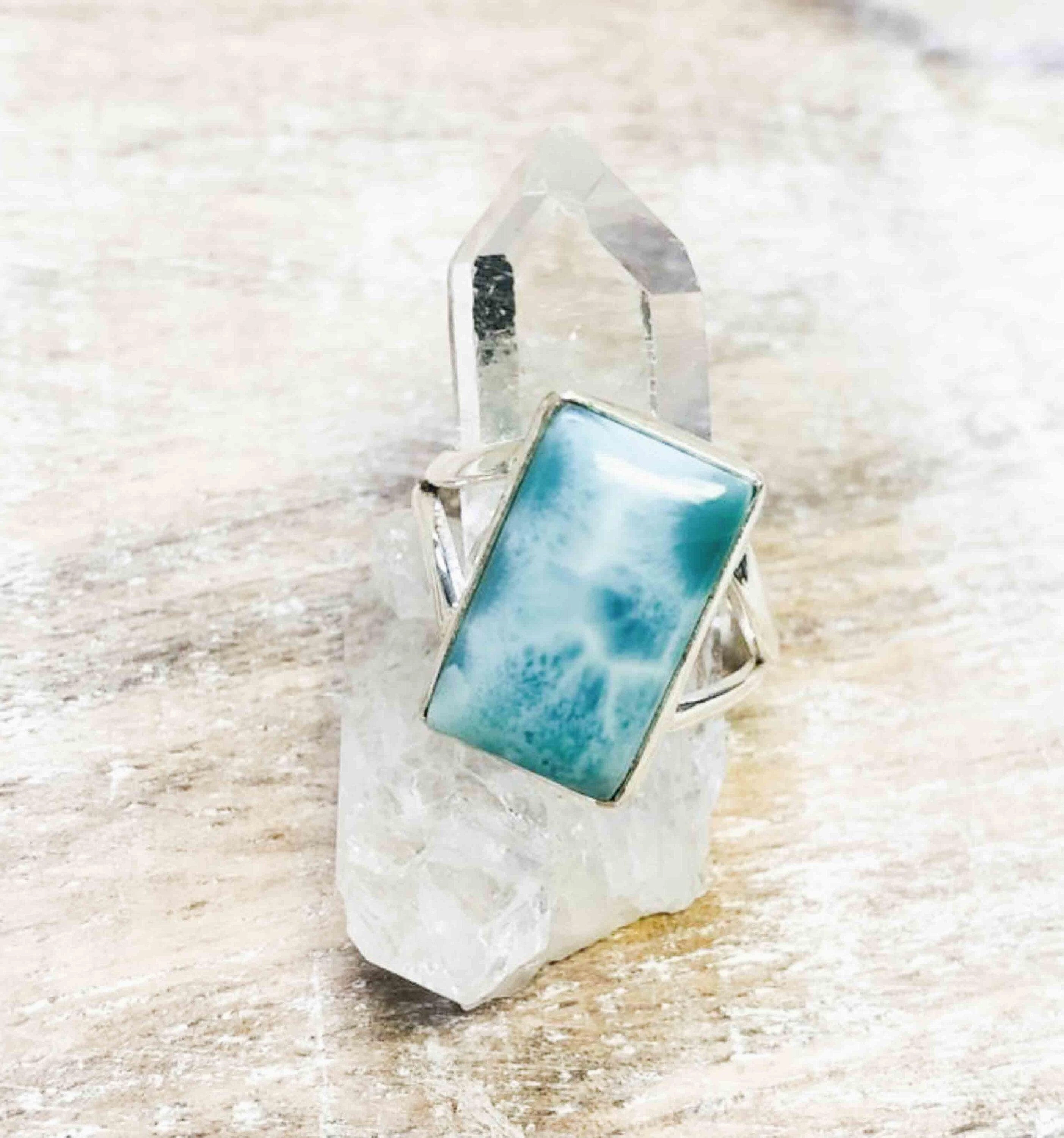 Larimar Ring ~ Sterling Silver 925 ~ MR293