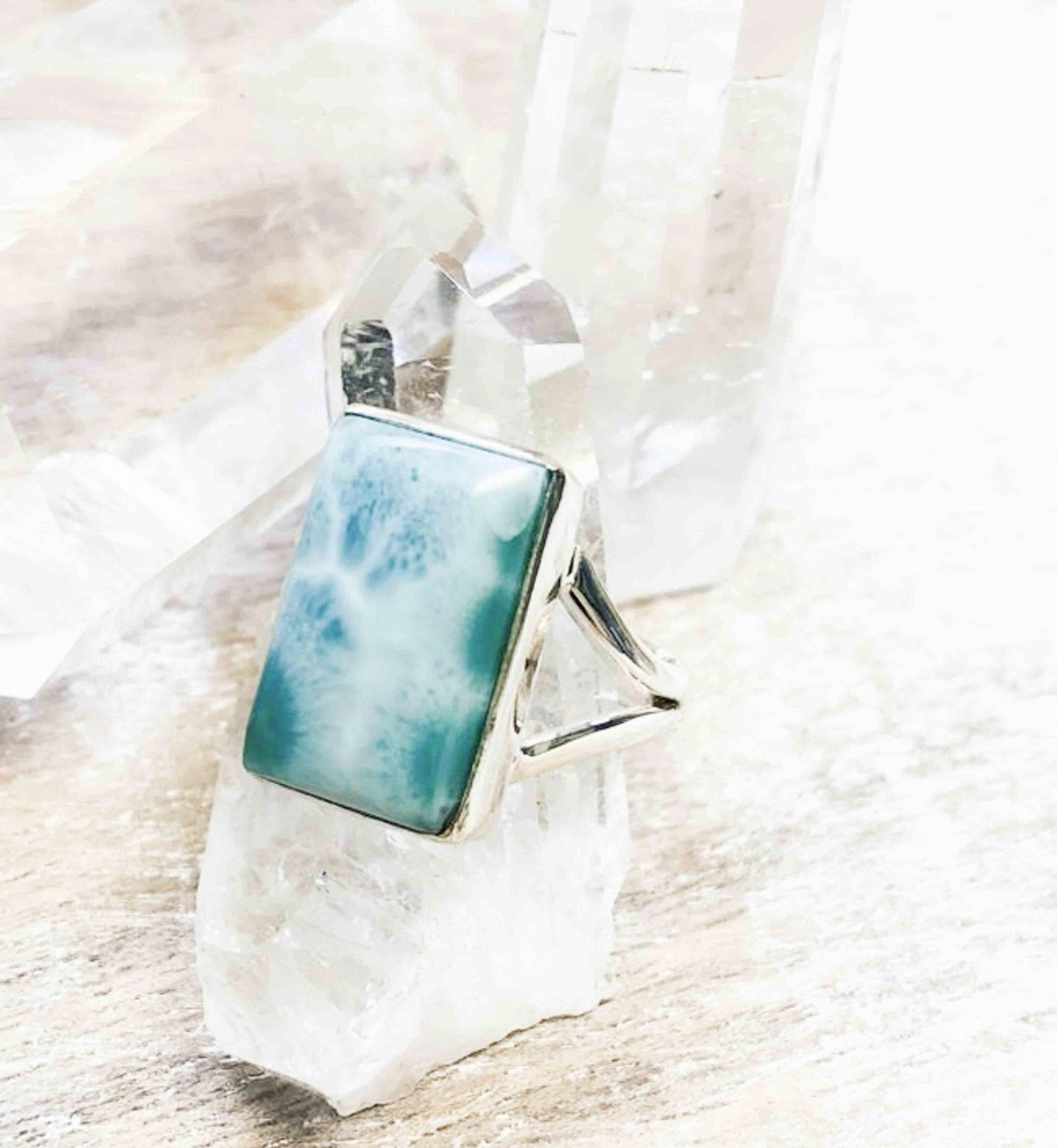 Larimar Ring ~ Sterling Silver 925 ~ MR293