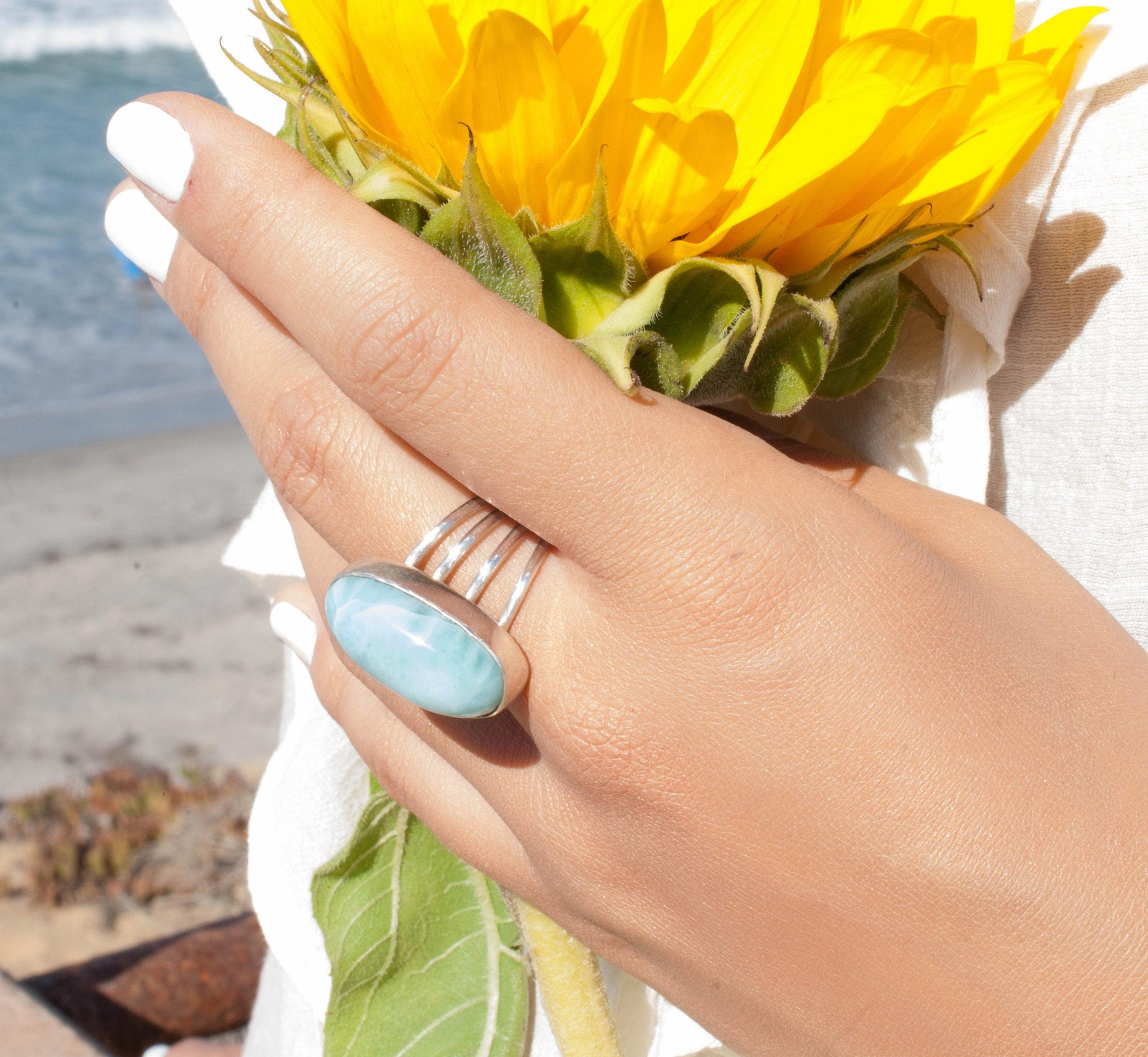 Larimar Ring ~ Sterling Silver 925~MR065