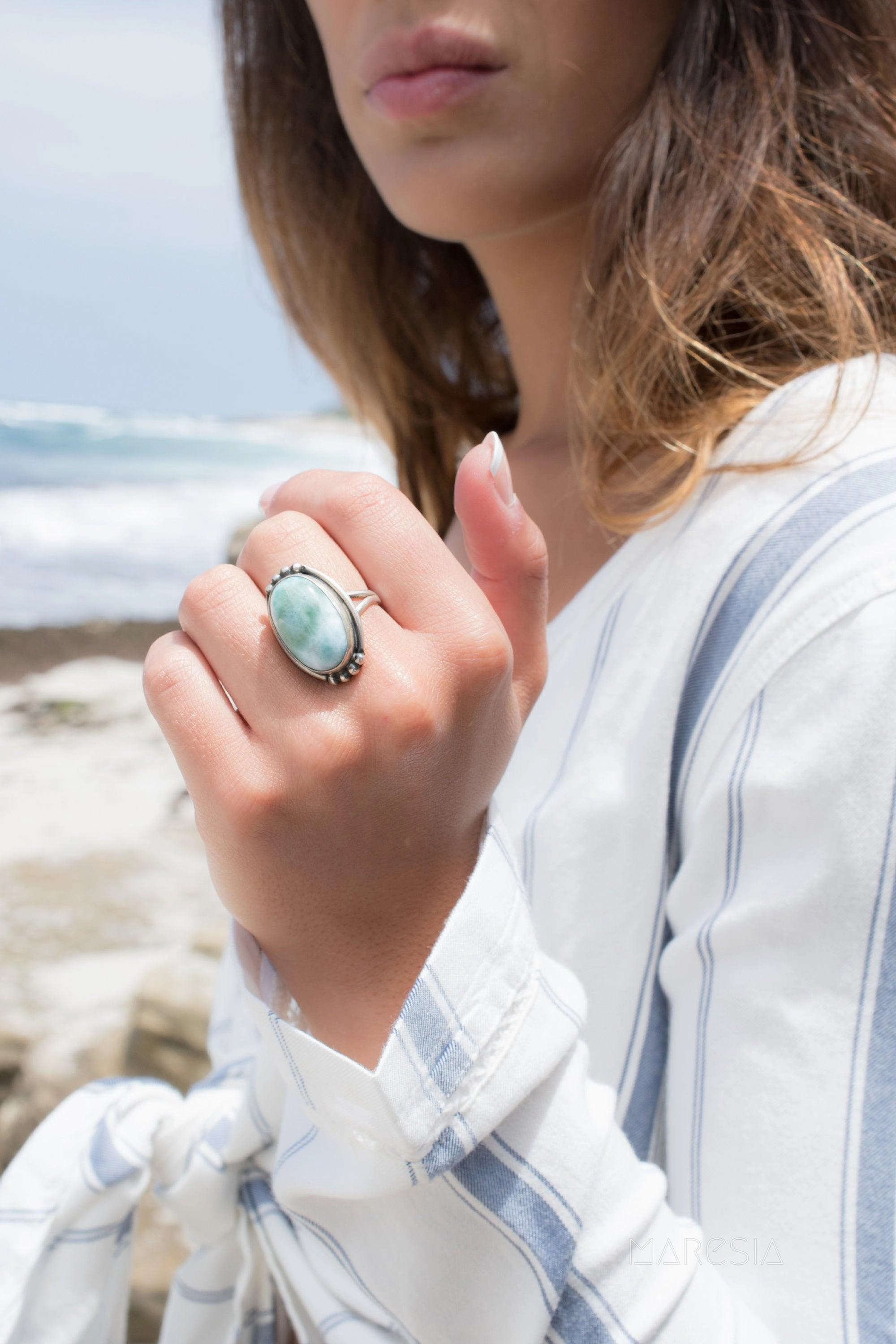 Larimar Ring ~ Sterling Silver 925~MR141