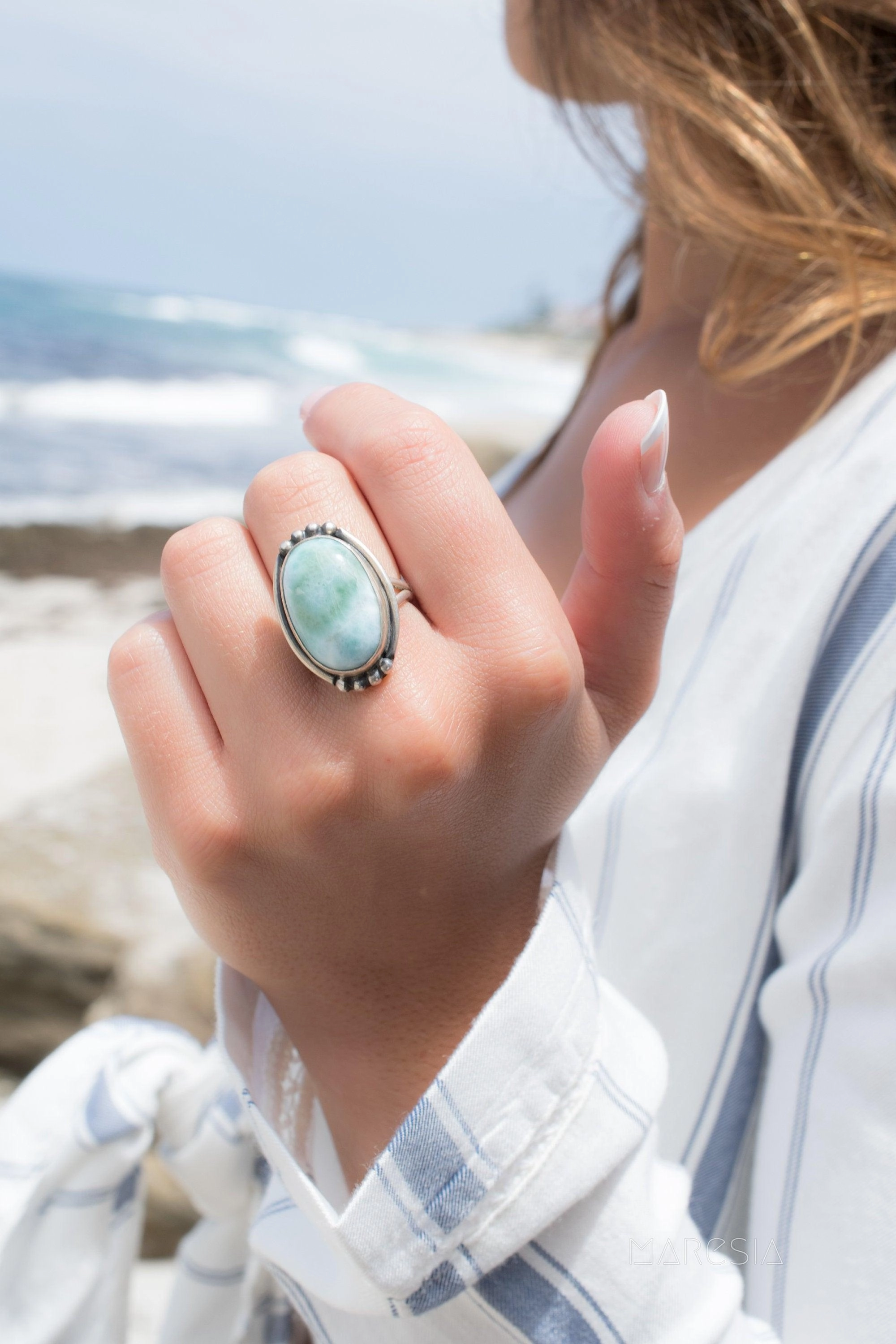 Larimar Ring ~ Sterling Silver 925~MR141