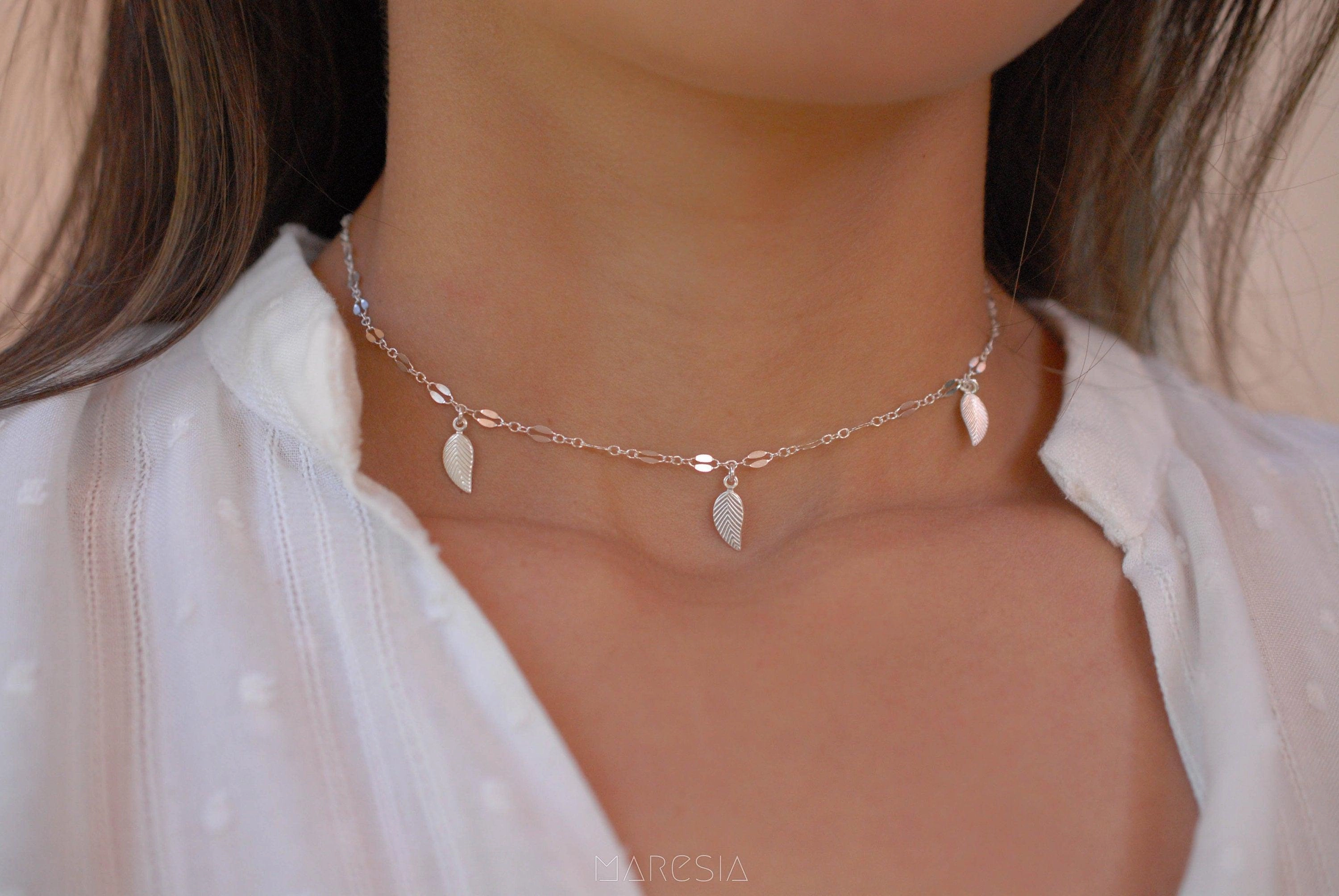 Leaf Choker ~ Sterling Silver 925 or Gold Filled ~ MN009