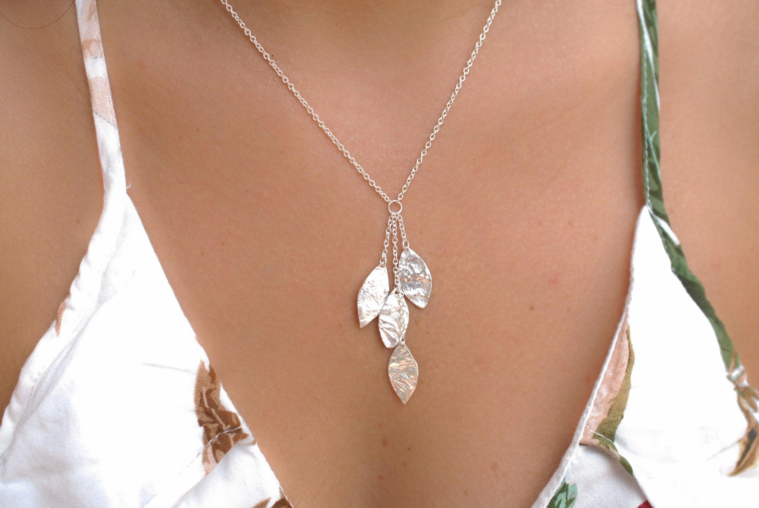 Leaf Y Necklace ~ Sterling Silver 925 ~ MN004