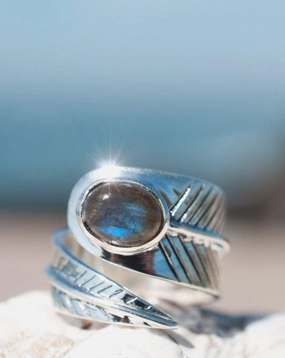 Leblon Leaf Labradorite Ring ~Sterling Silver 925~ SMR129