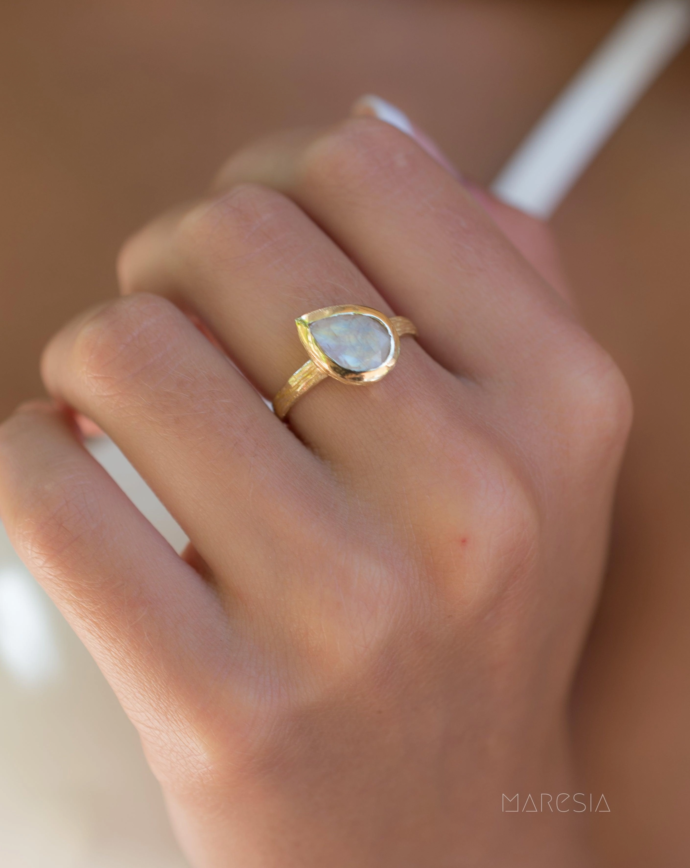 Lica Rainbow Moonstone Ring  ~ 18k Gold Plated ~ SMR125