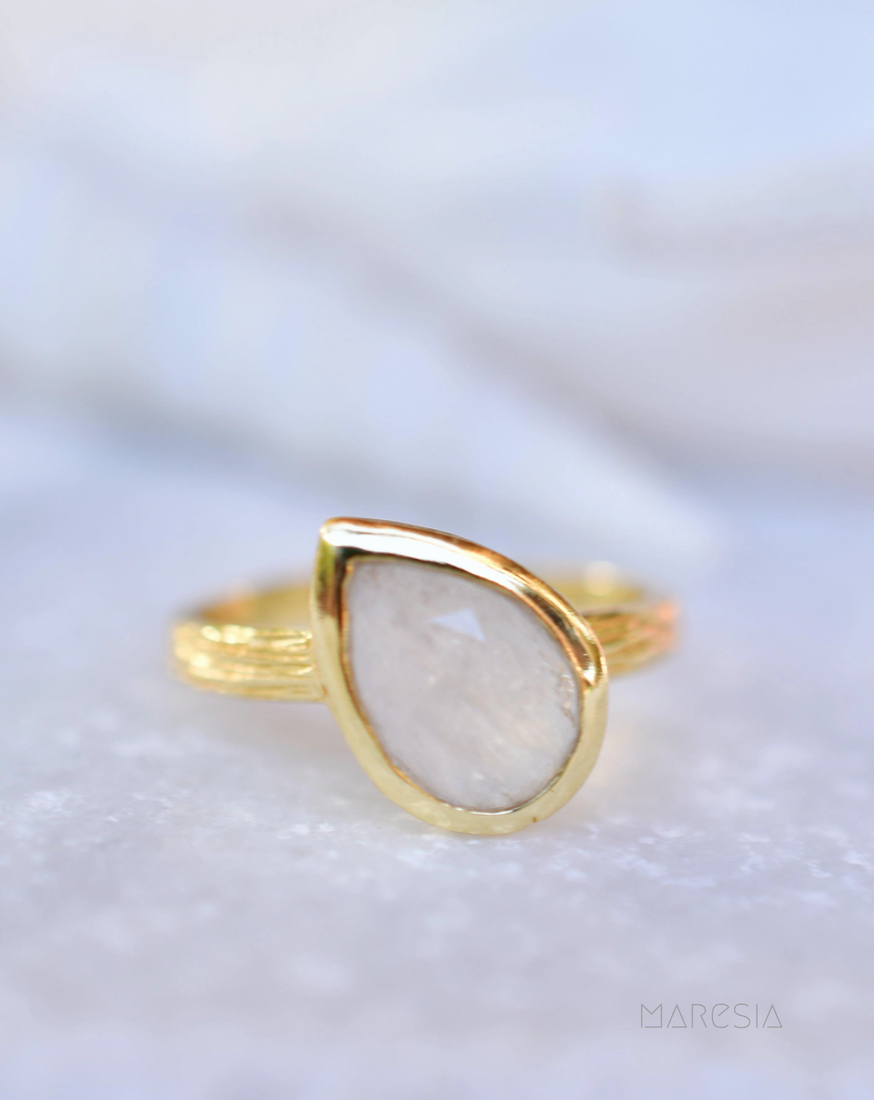 Lica Rainbow Moonstone Ring  ~ 18k Gold Plated ~ SMR125