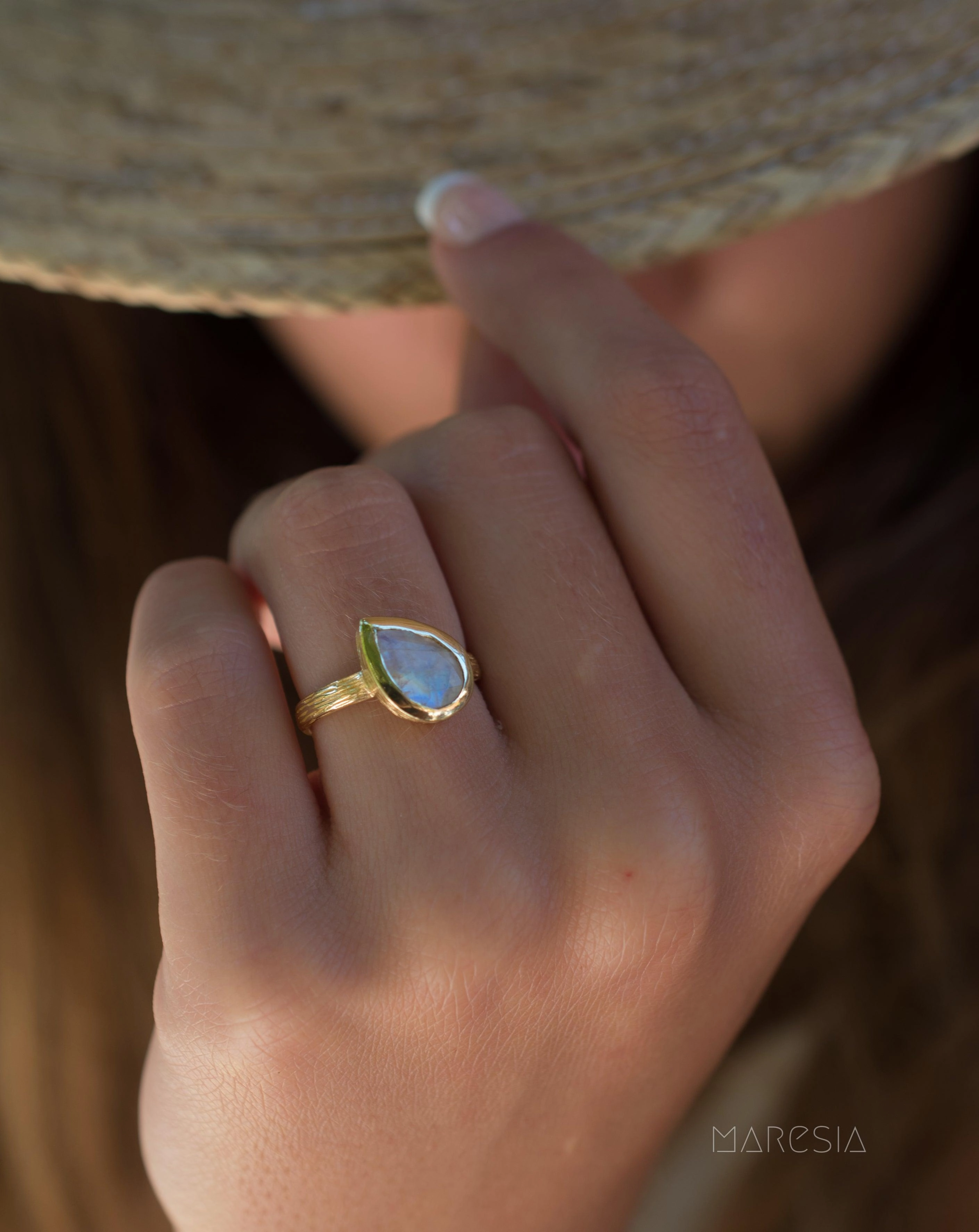 Lica Rainbow Moonstone Ring  ~ 18k Gold Plated ~ SMR125