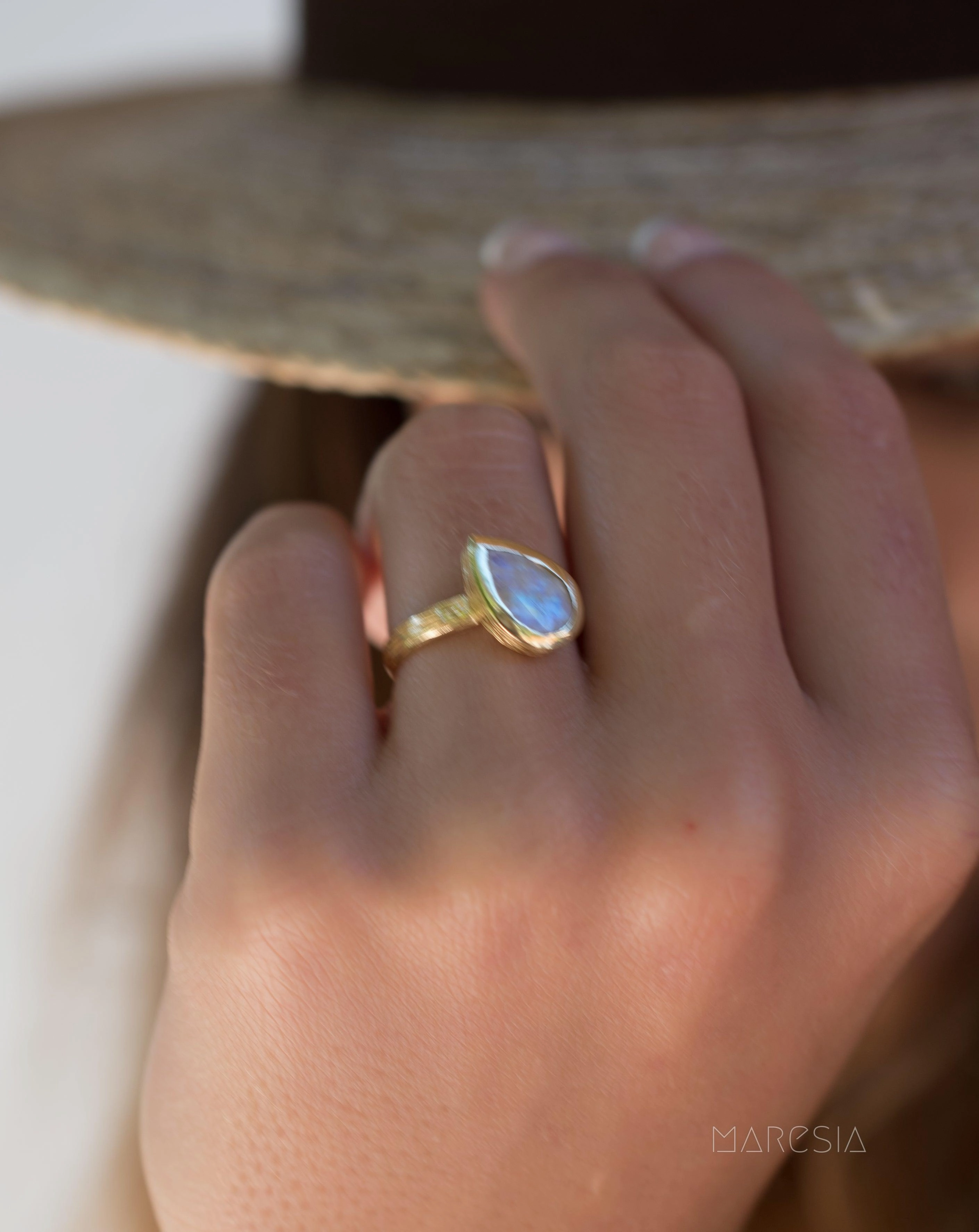 Lica Rainbow Moonstone Ring  ~ 18k Gold Plated ~ SMR125