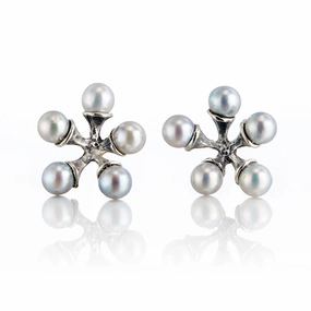 Light Silver Akoya Pearl Micro Jack Earrings
