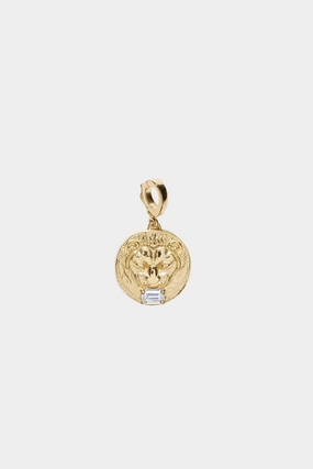 Lion Diamond Small Coin, Yellow Gold