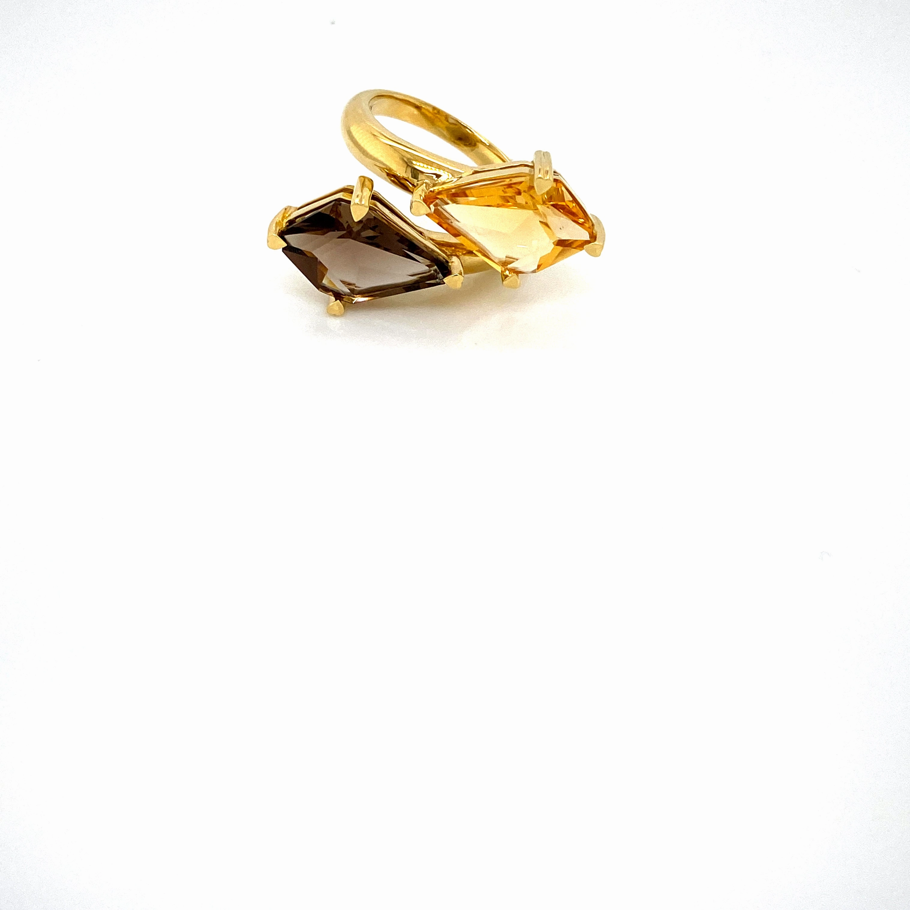 Lisa Nik Smokey Quartz & Citrine Ring