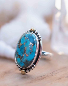 Lissa Ring ~ Copper Turquoise ~ Sterling Silver 925 and brass ~ MR291