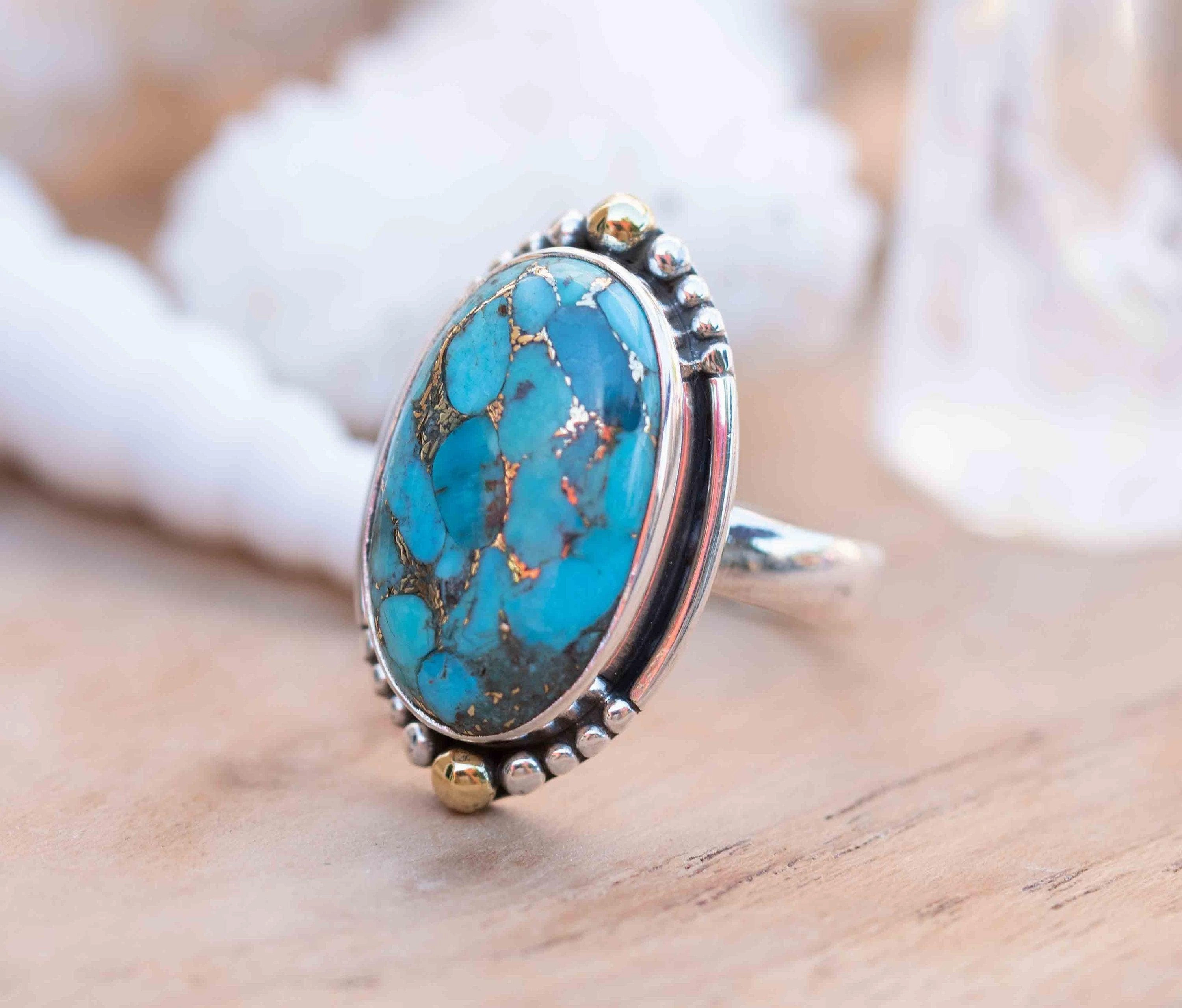 Lissa Ring ~ Copper Turquoise ~ Sterling Silver 925 and brass ~ MR291