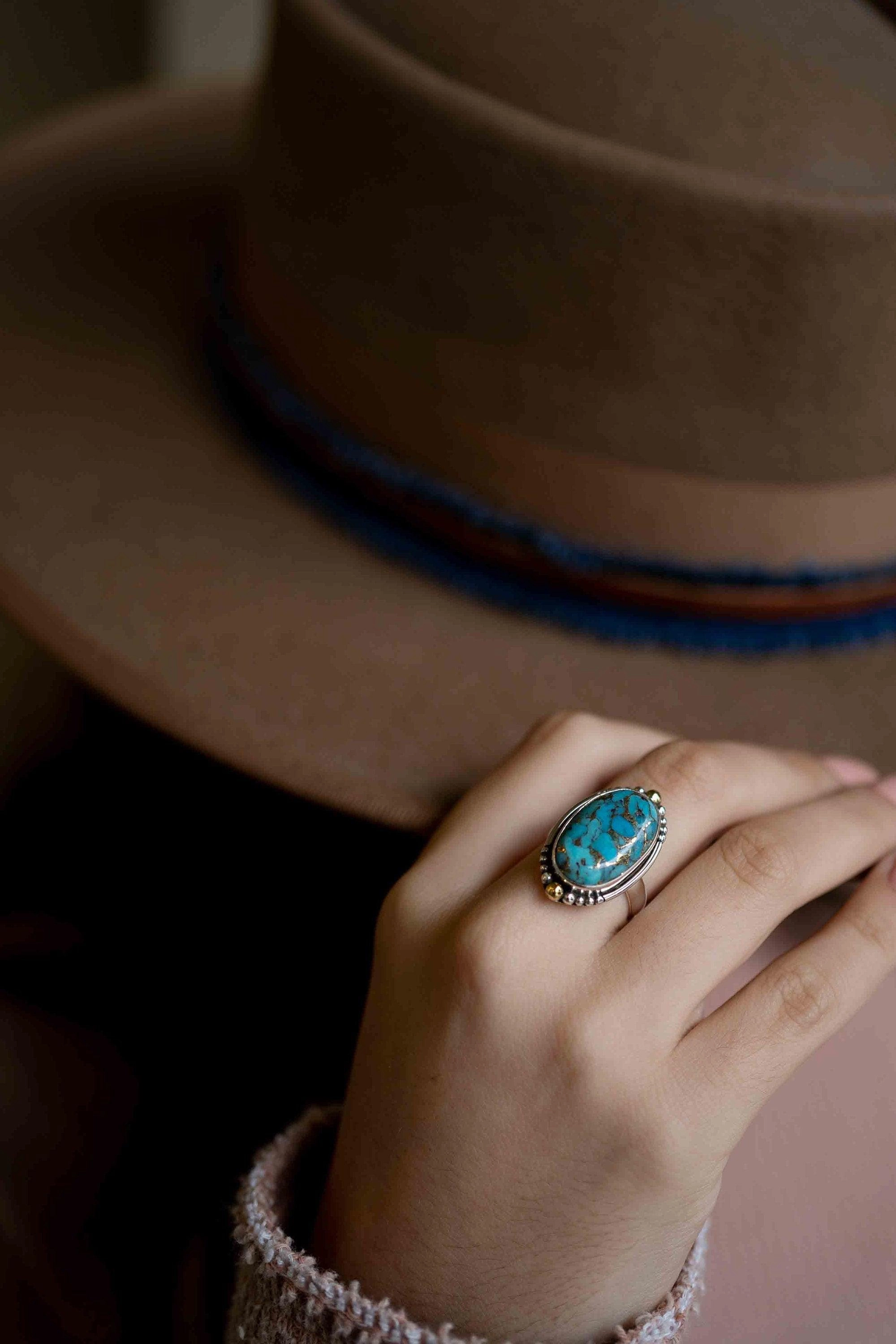 Lissa Ring ~ Copper Turquoise ~ Sterling Silver 925 and brass ~ MR291