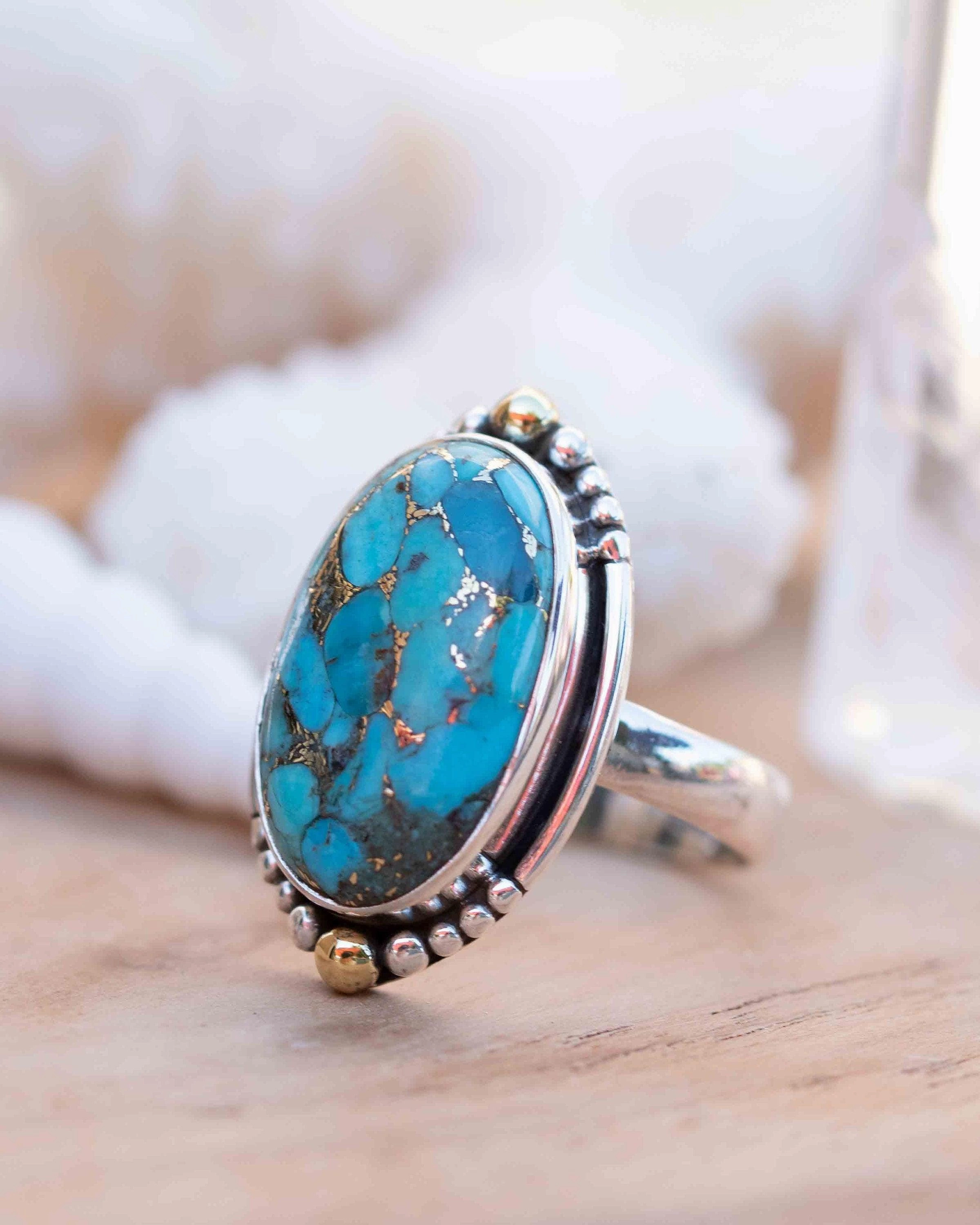 Lissa Ring ~ Copper Turquoise ~ Sterling Silver 925 and brass ~ MR291