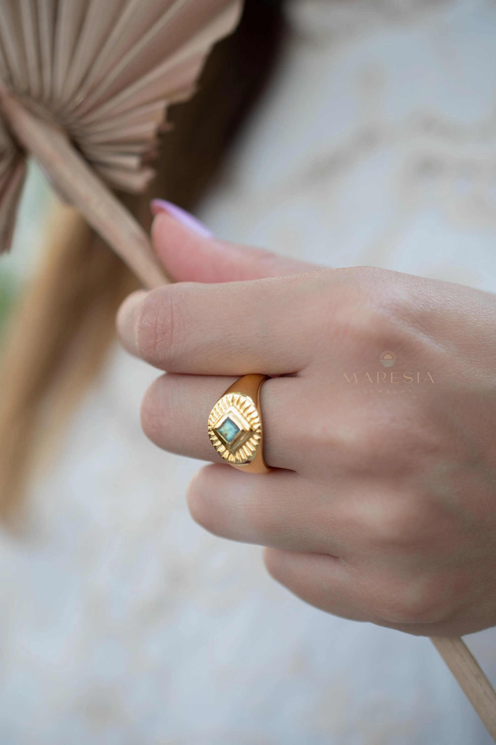 Liz Labradorite Ring ~ 18k Gold Plated ~ MR357