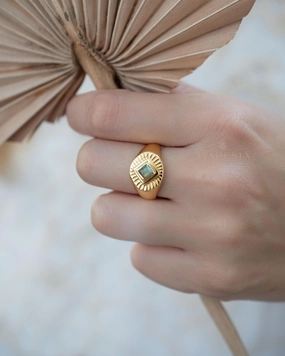 Liz Labradorite Ring ~ 18k Gold Plated ~ MR357