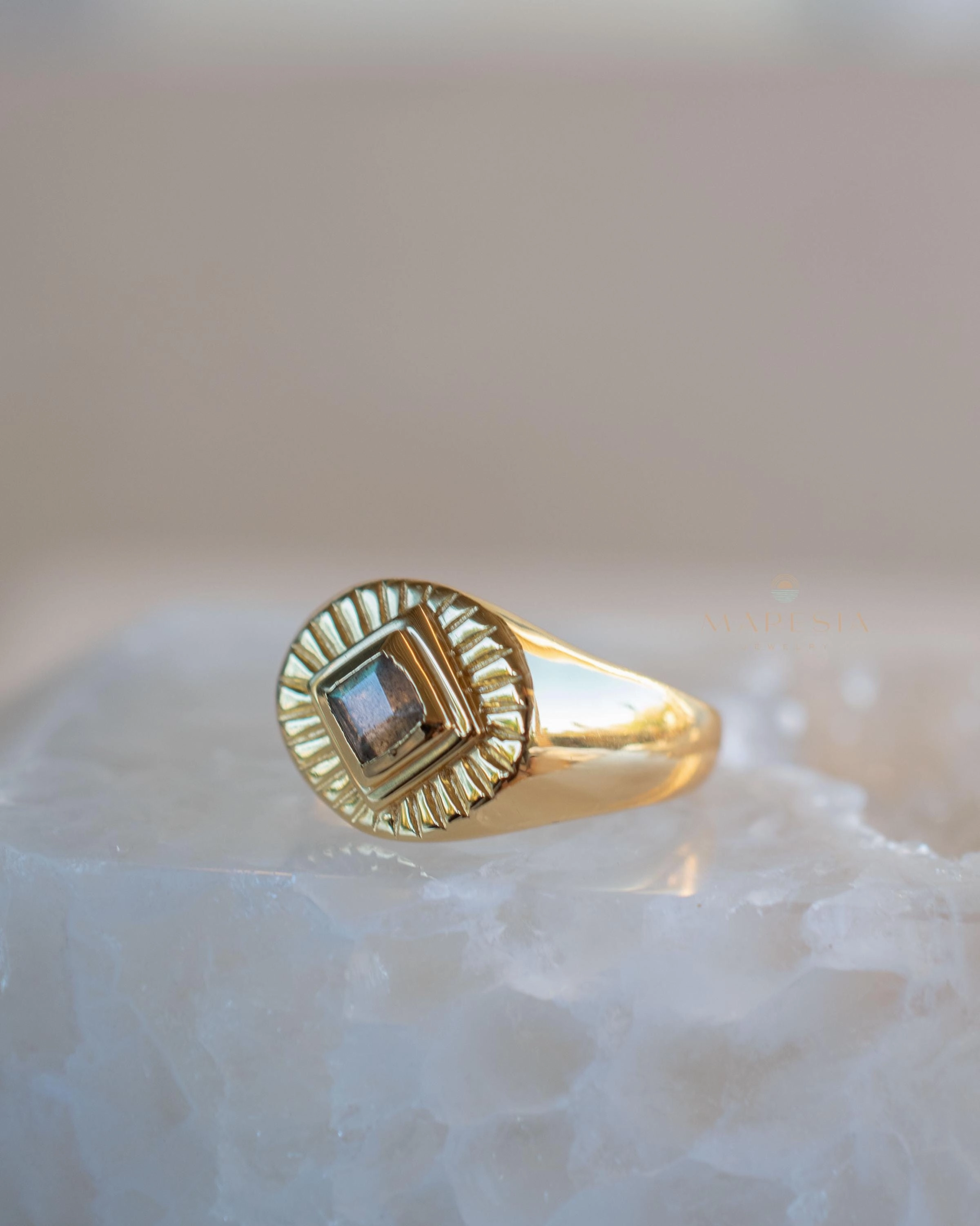 Liz Labradorite Ring ~ 18k Gold Plated ~ MR357