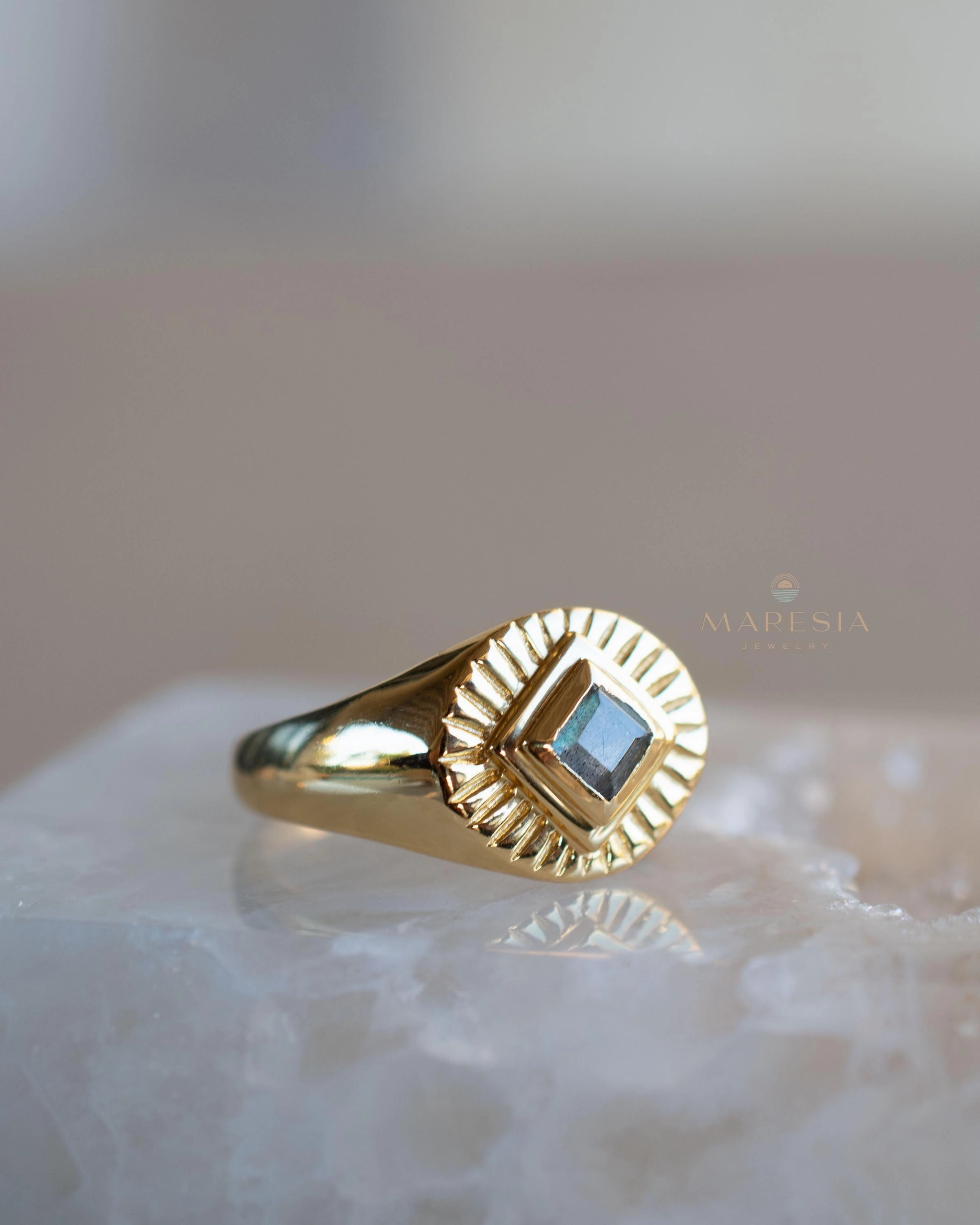 Liz Labradorite Ring ~ 18k Gold Plated ~ MR357