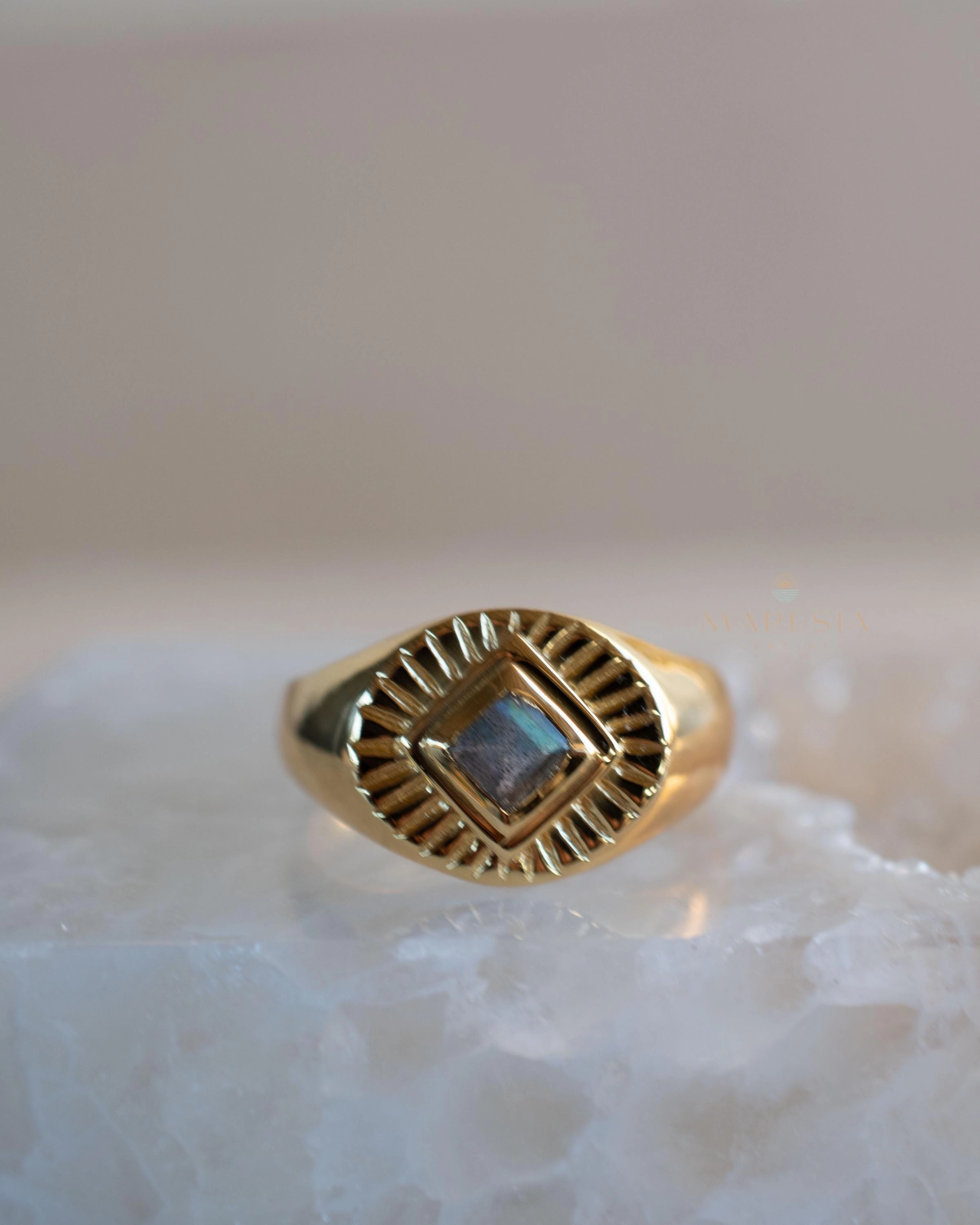 Liz Labradorite Ring ~ 18k Gold Plated ~ MR357