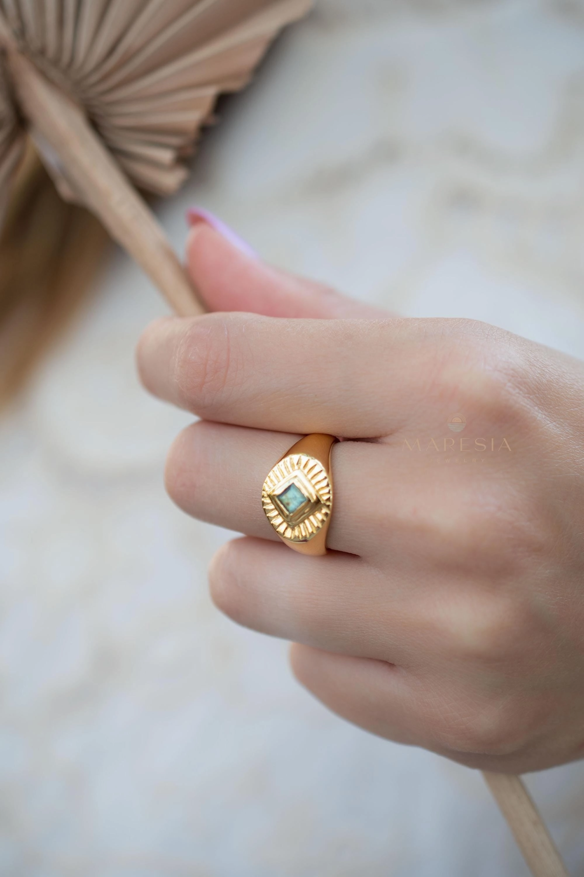 Liz Labradorite Ring ~ 18k Gold Plated ~ MR357