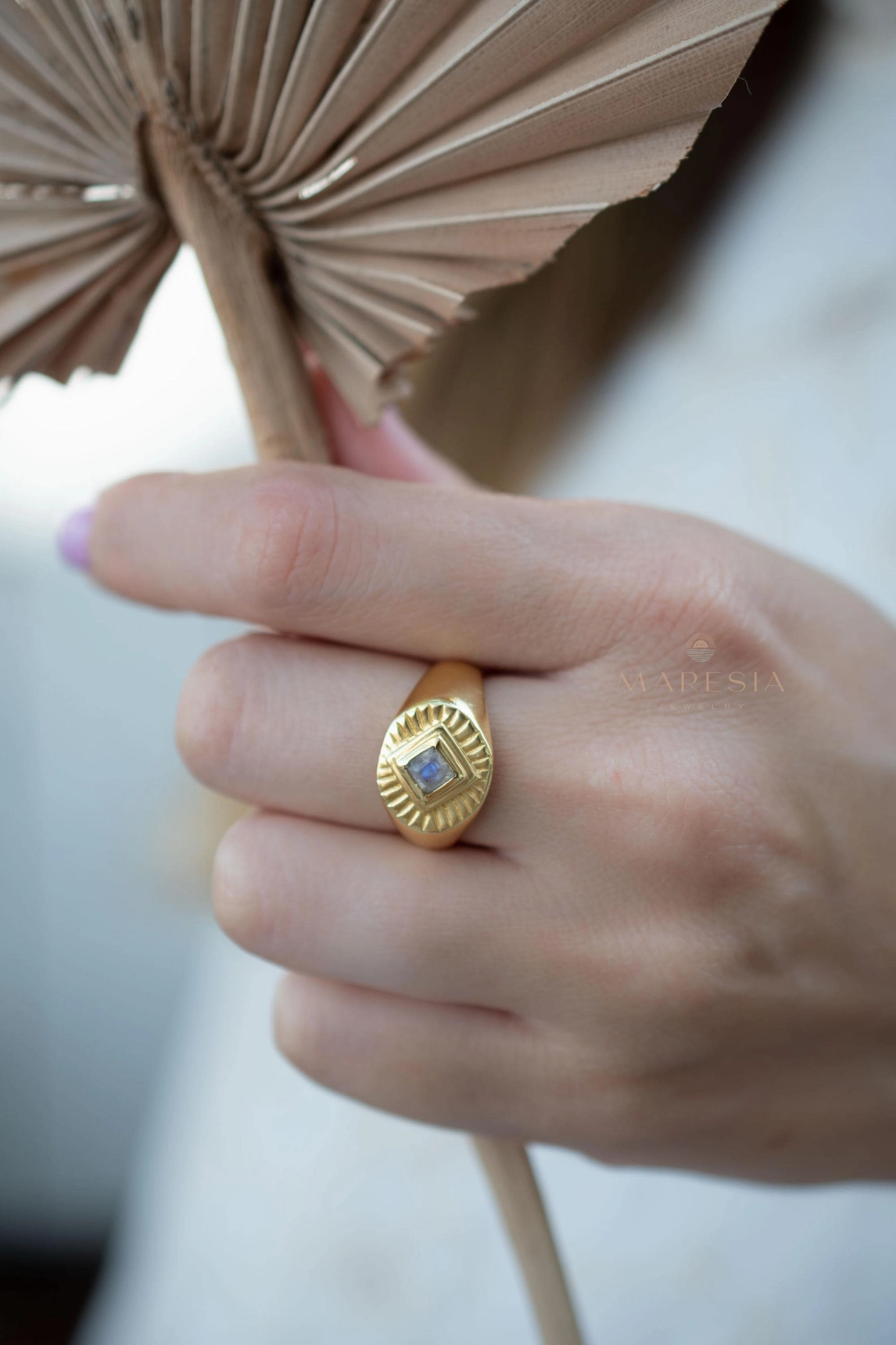 Liz Moonstone Ring ~ 18k Gold Plated ~ MR359