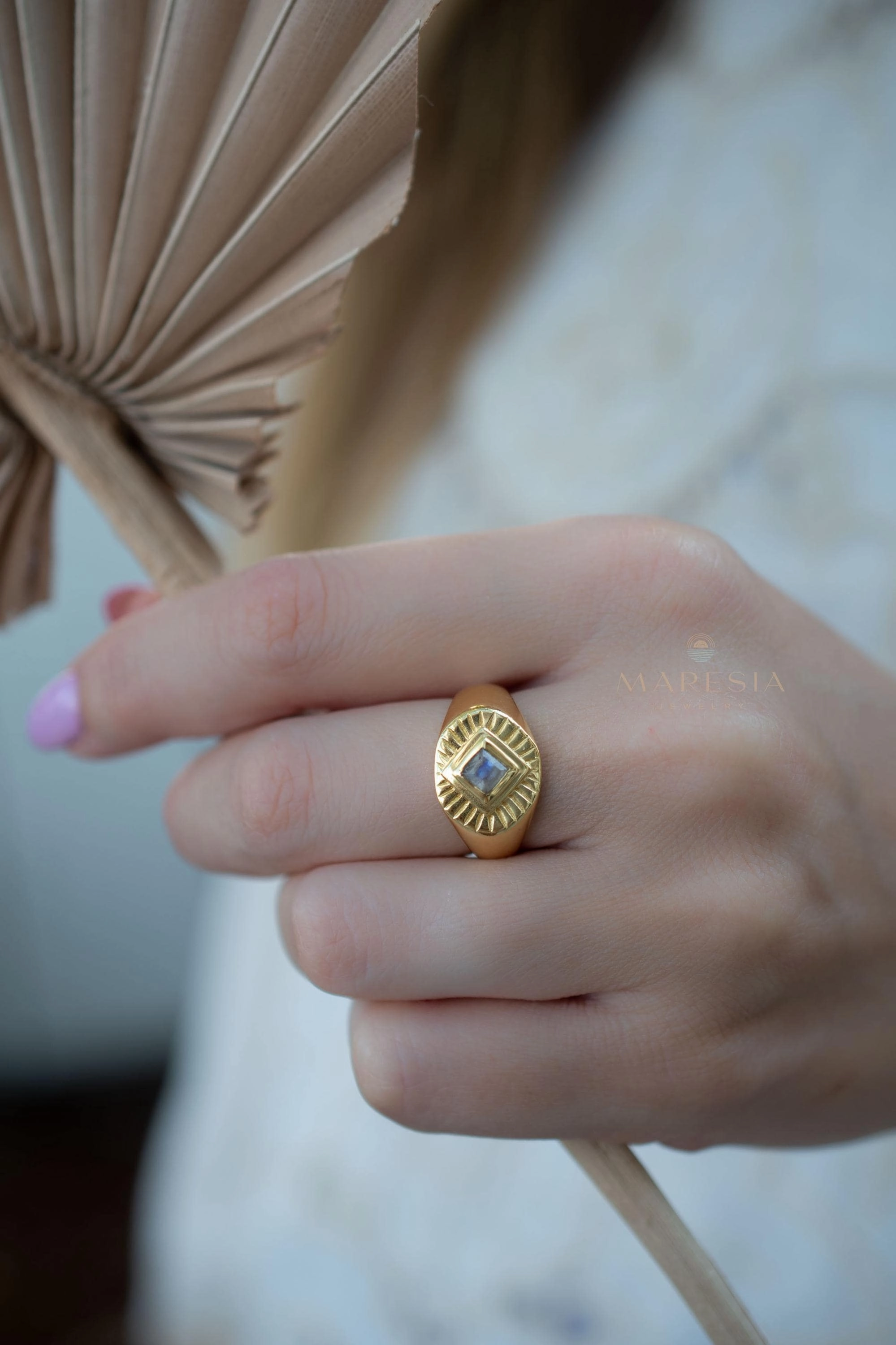 Liz Moonstone Ring ~ 18k Gold Plated ~ MR359