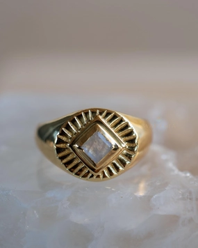 Liz Moonstone Ring ~ 18k Gold Plated ~ MR359