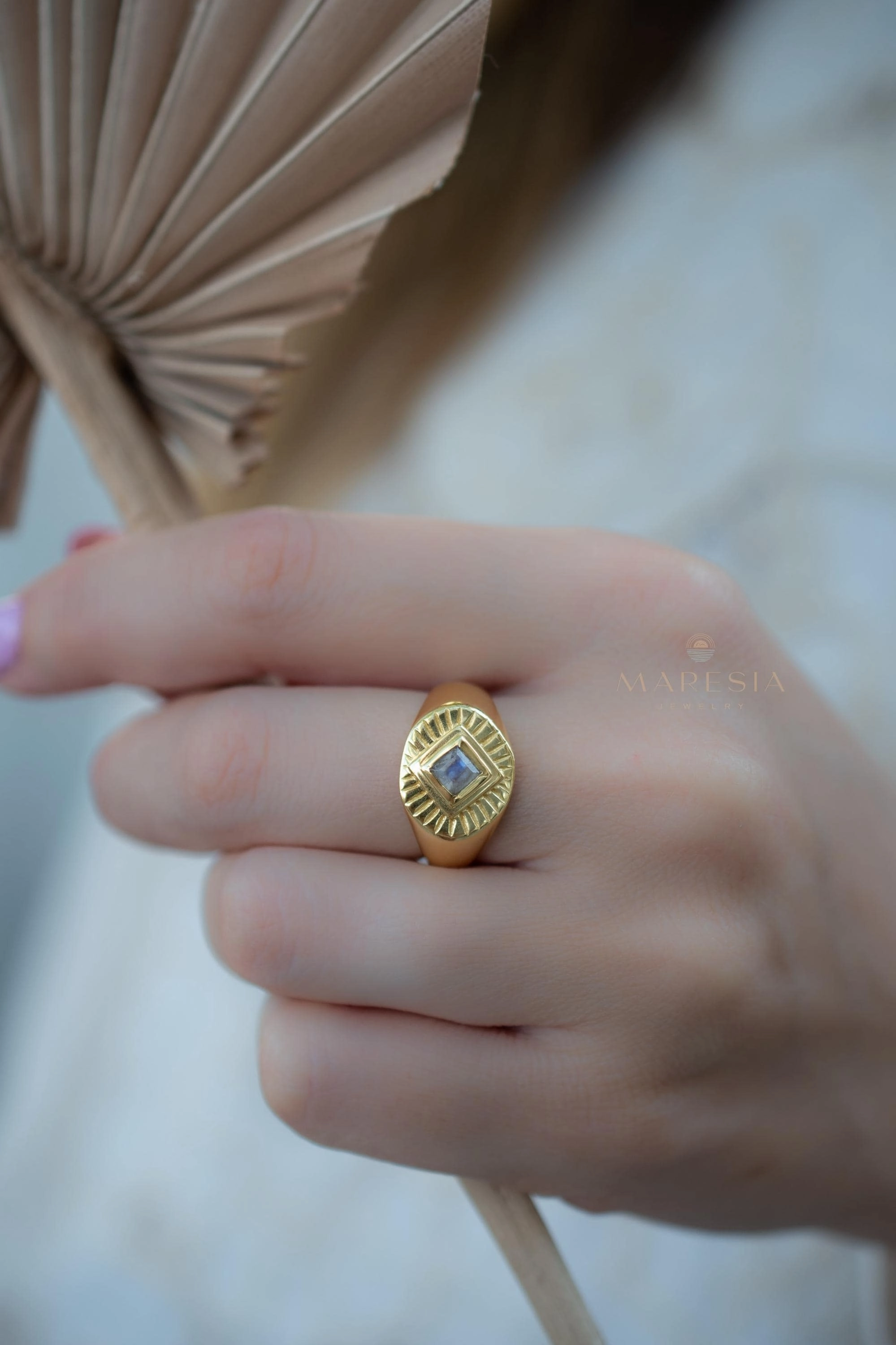 Liz Moonstone Ring ~ 18k Gold Plated ~ MR359