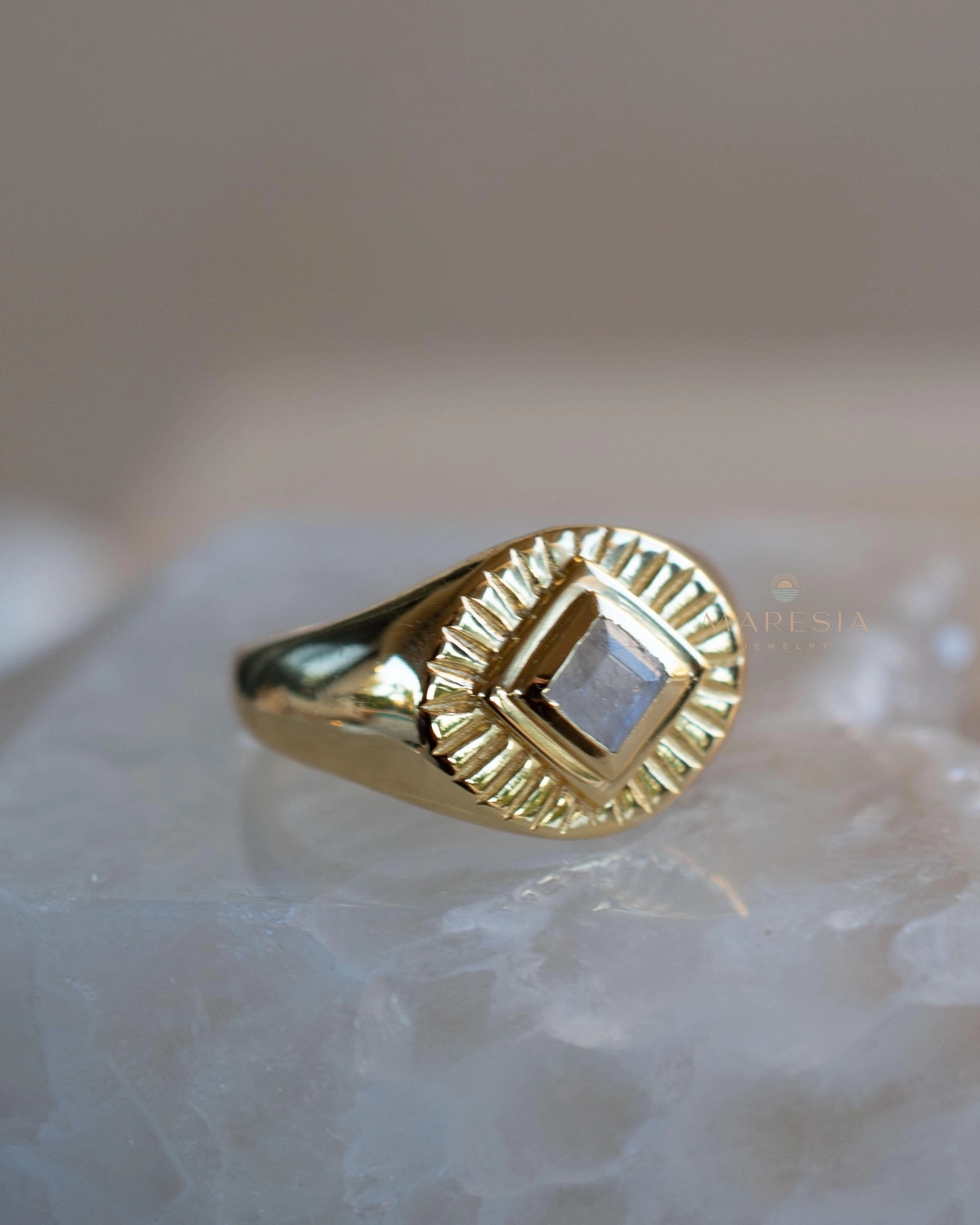 Liz Moonstone Ring ~ 18k Gold Plated ~ MR359