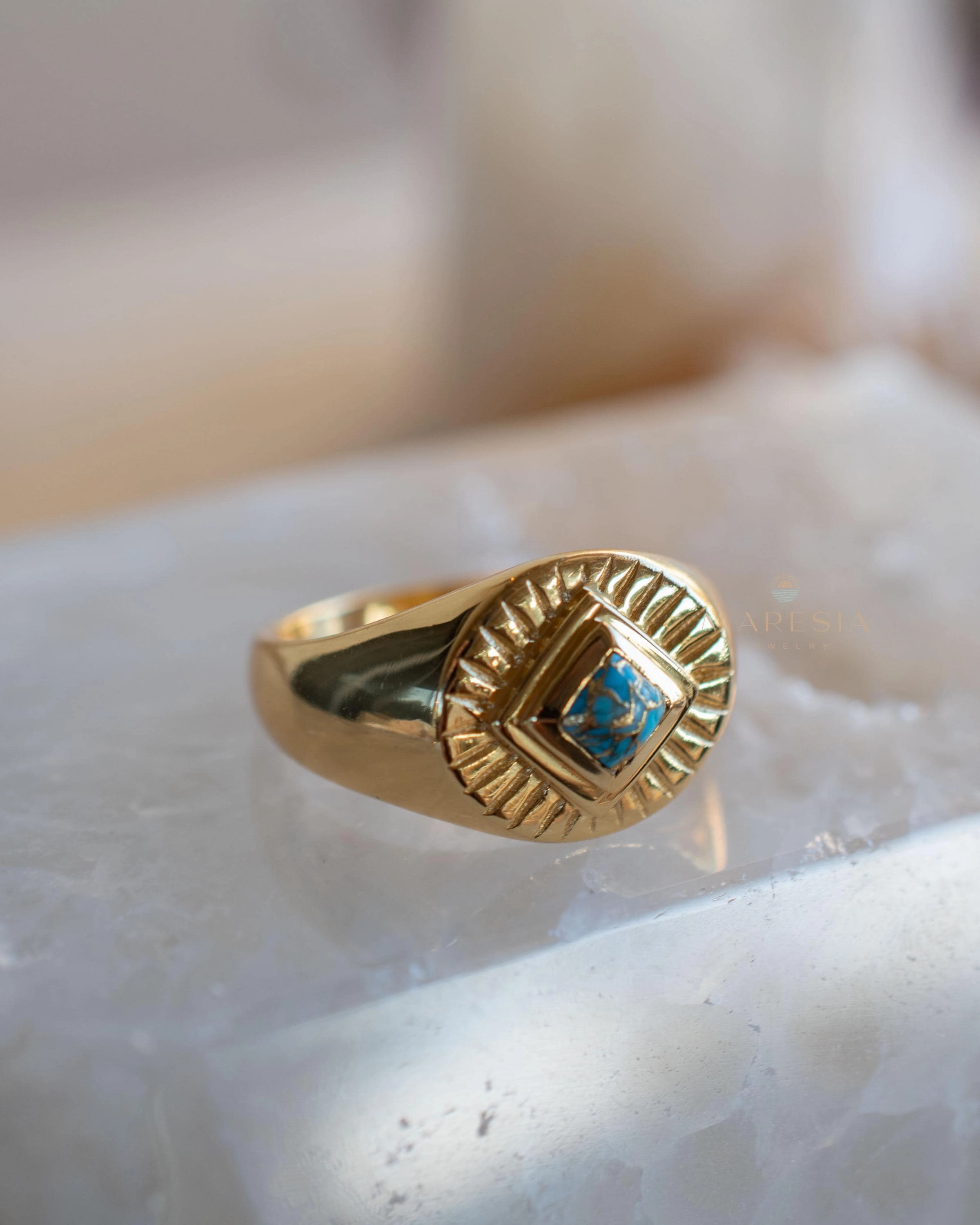 Liz Turquoise  Ring ~ 18k Gold Plated ~ MR358