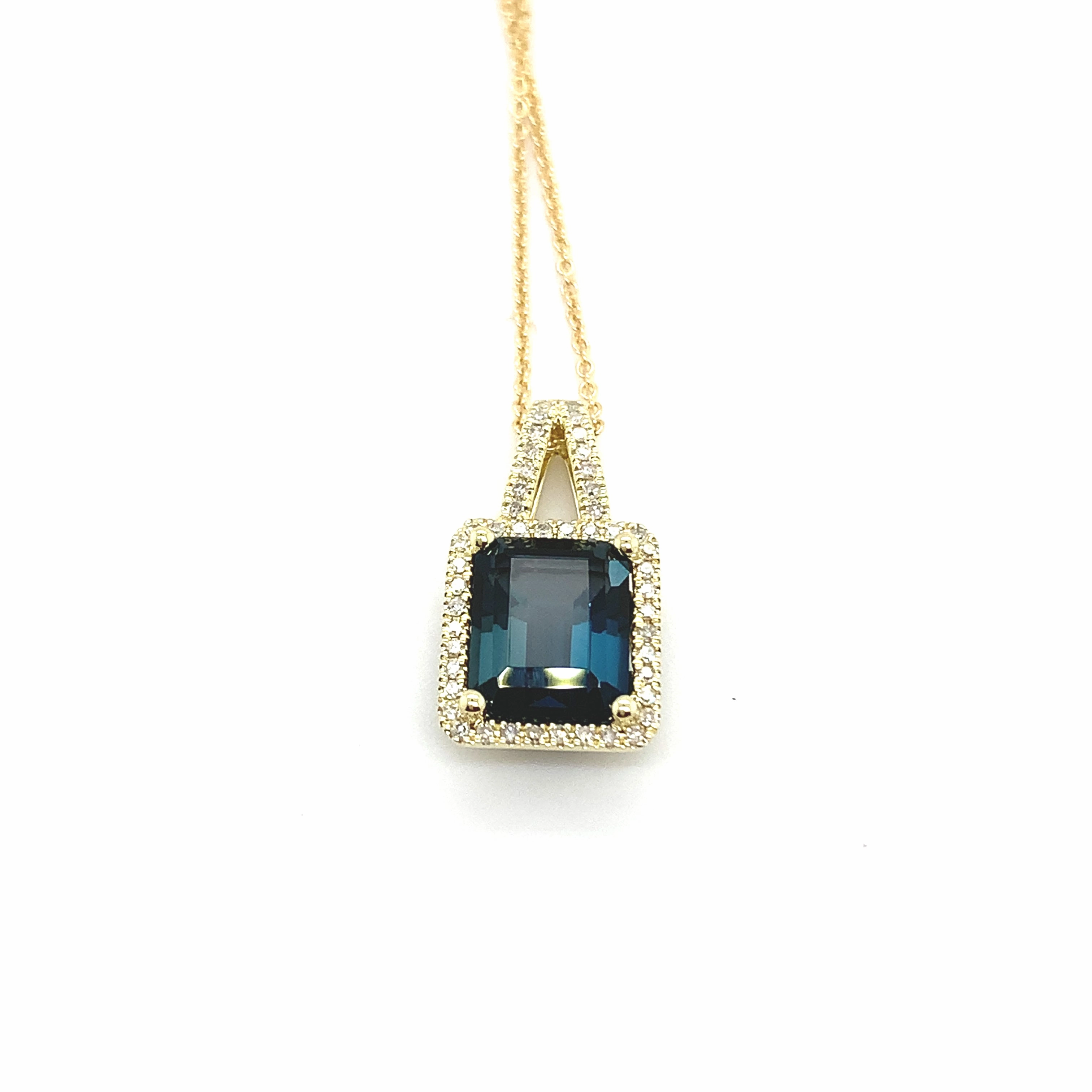 London Blue Topaz and Diamond Pendant