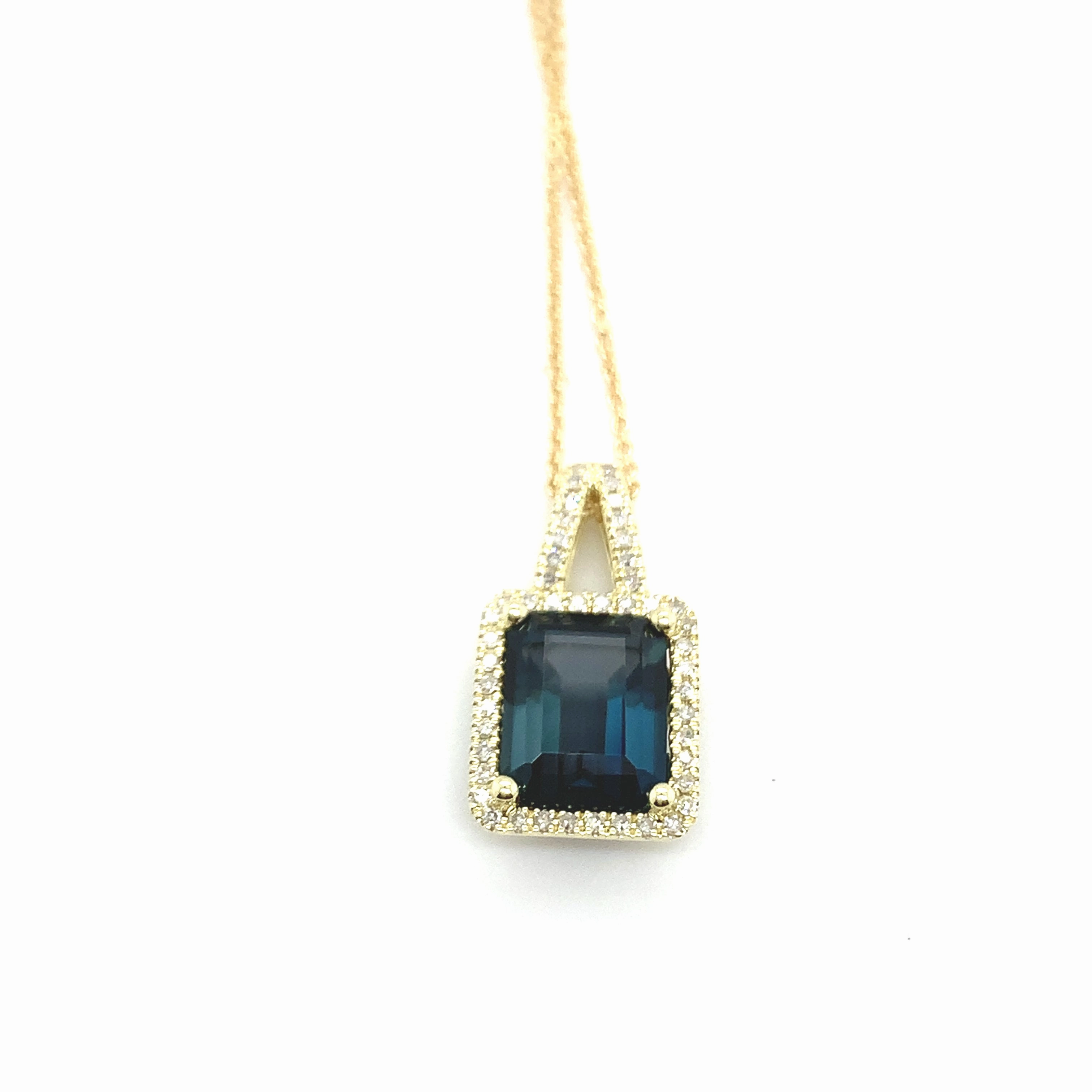 London Blue Topaz and Diamond Pendant