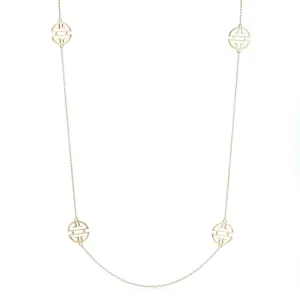 Long Six-Station Gold Shou Necklace