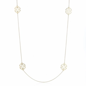 Long Six-Station Gold Shou Necklace