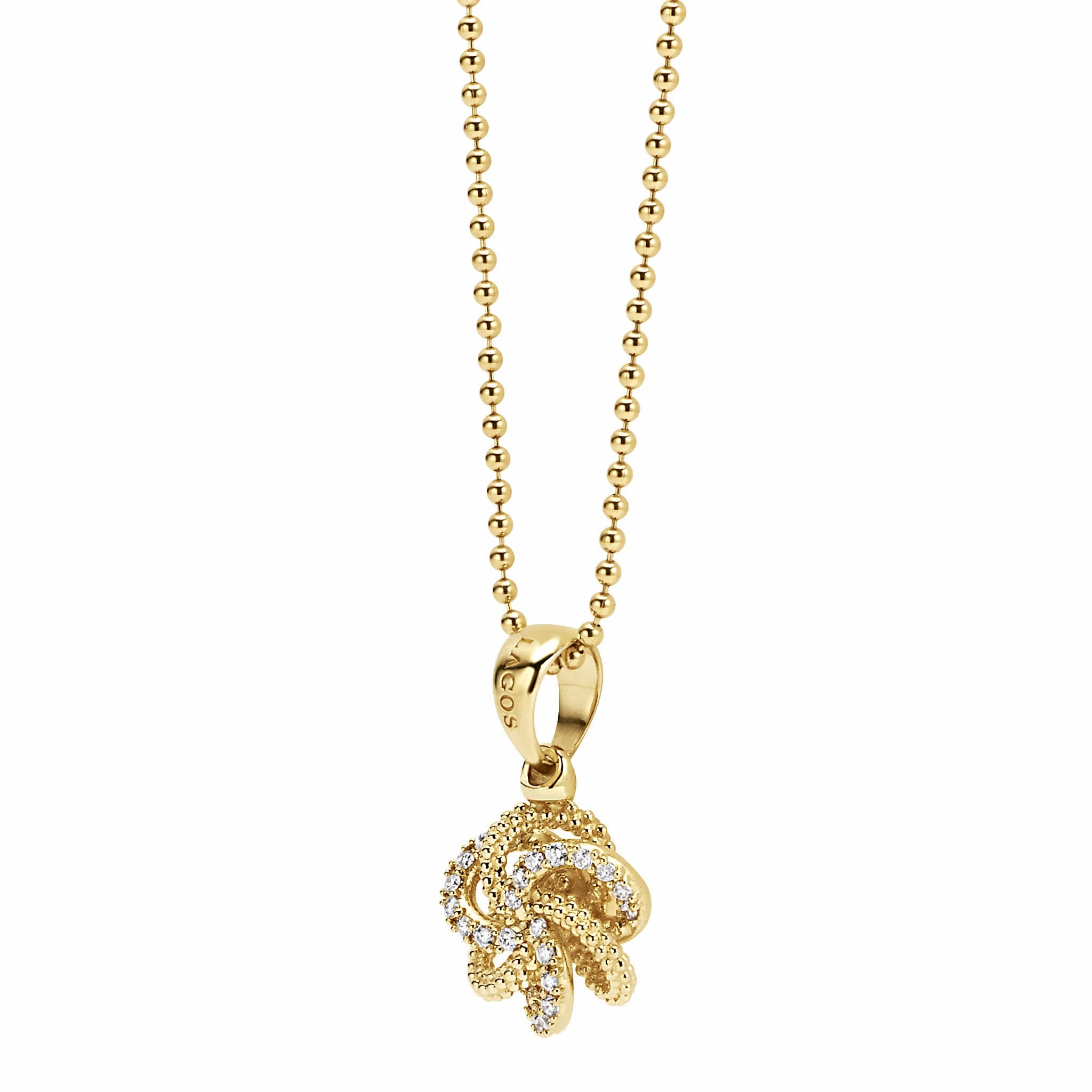 Love Knot 18K Gold Love Knot Diamond Pendant Necklace