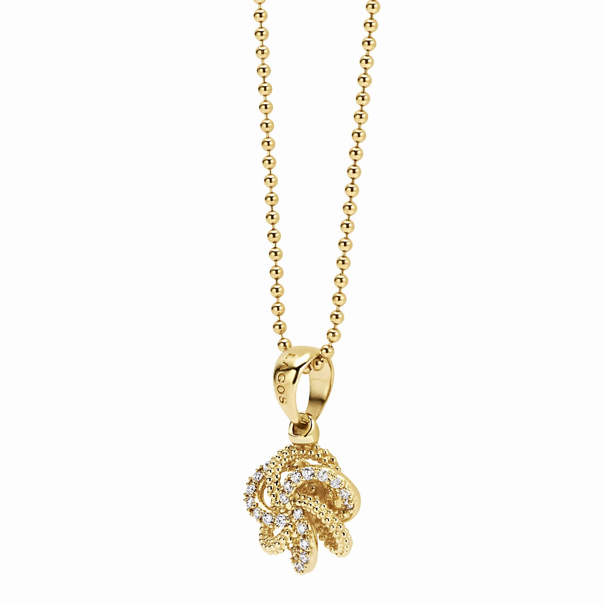 Love Knot 18K Gold Love Knot Diamond Pendant Necklace