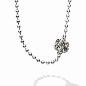 Love Knot Five Station Two-Tone Love Knot Necklace