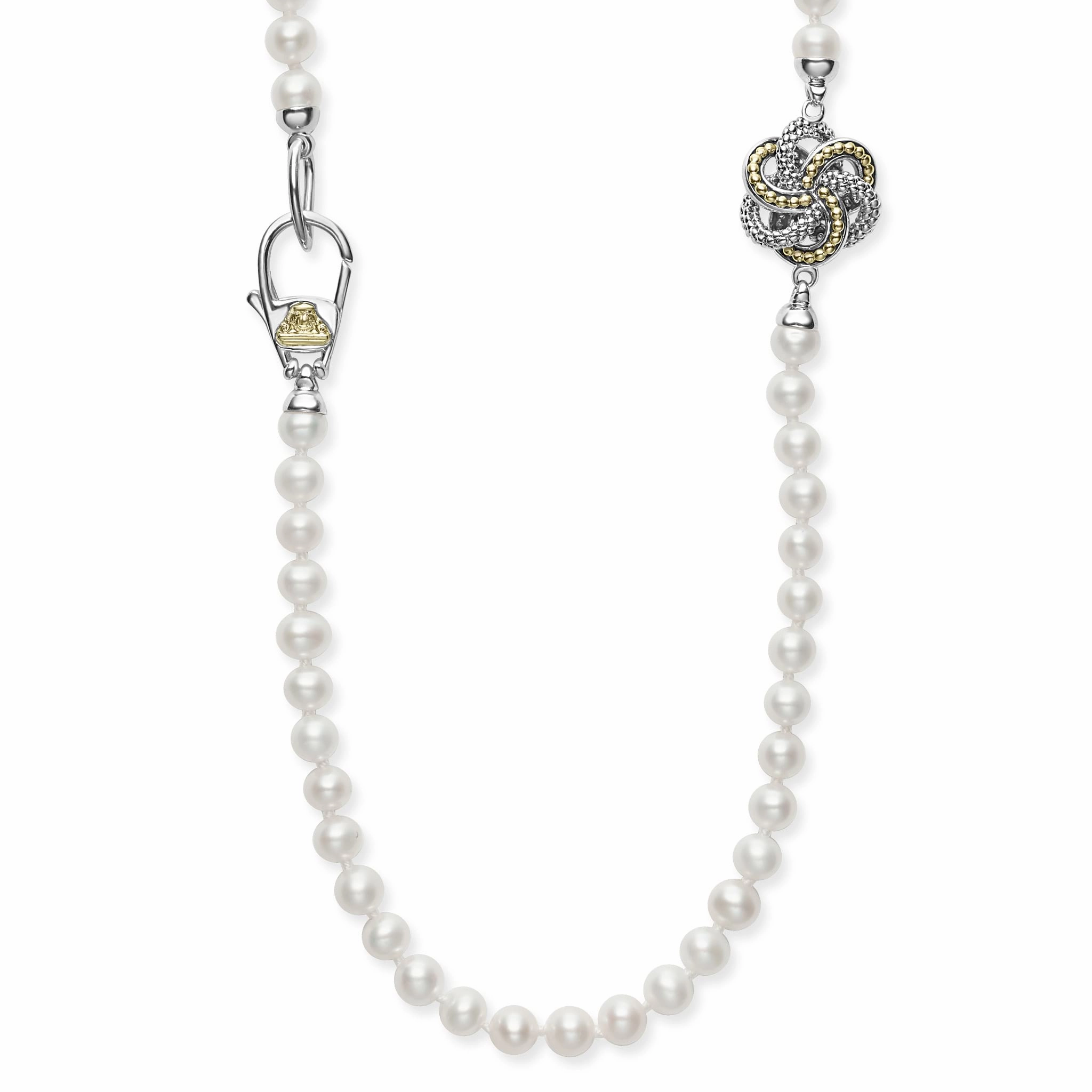 Love Knot Four Station Love Knot Pearl Necklace