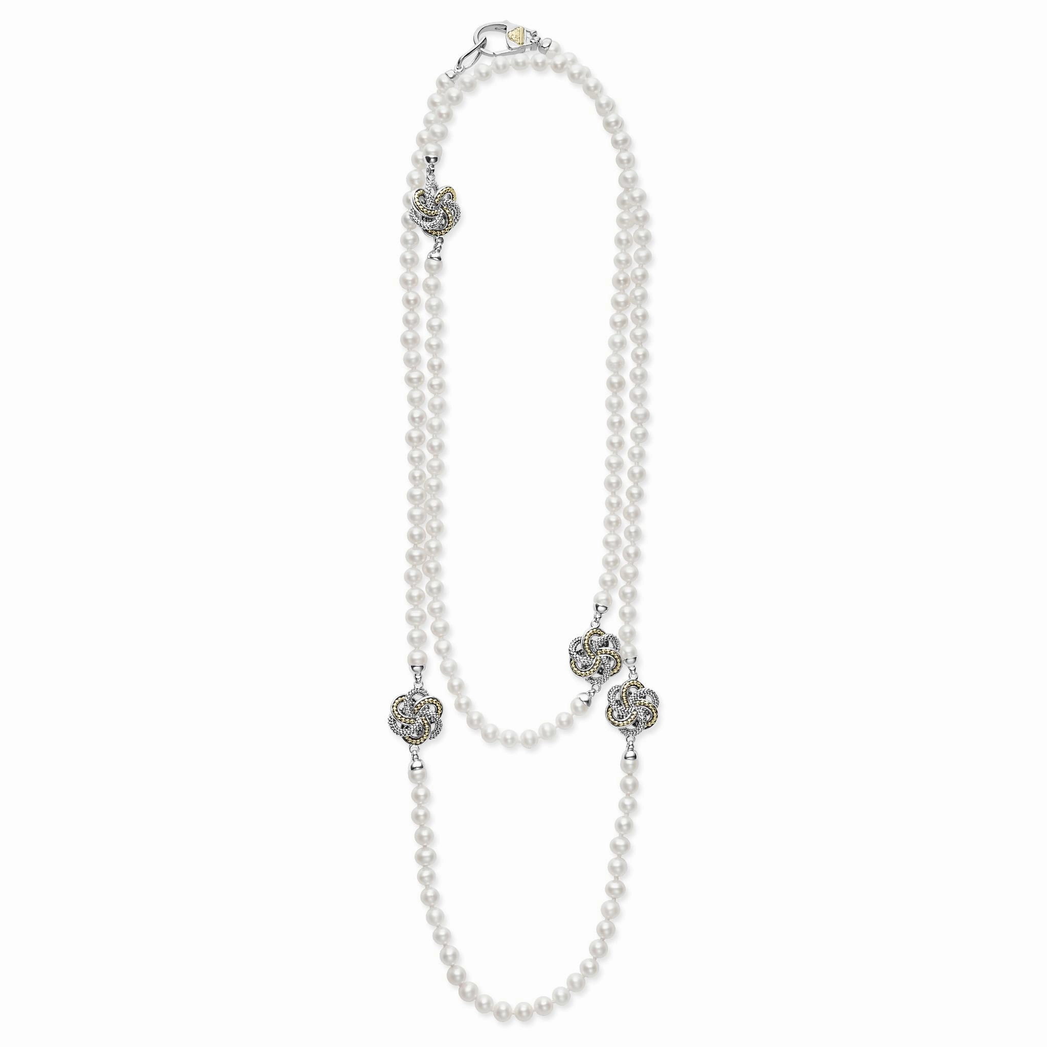 Love Knot Four Station Love Knot Pearl Necklace