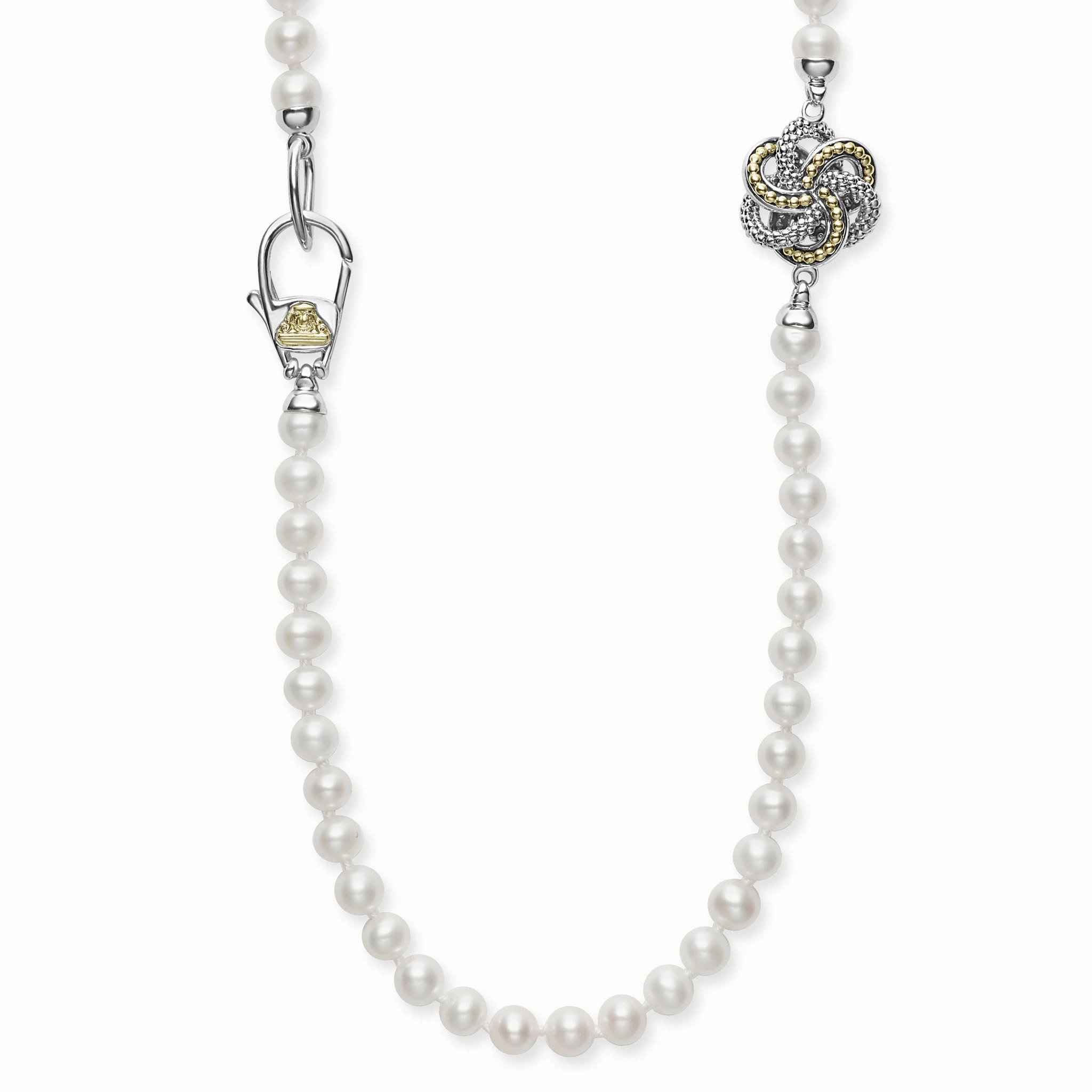 Love Knot Four Station Love Knot Pearl Necklace