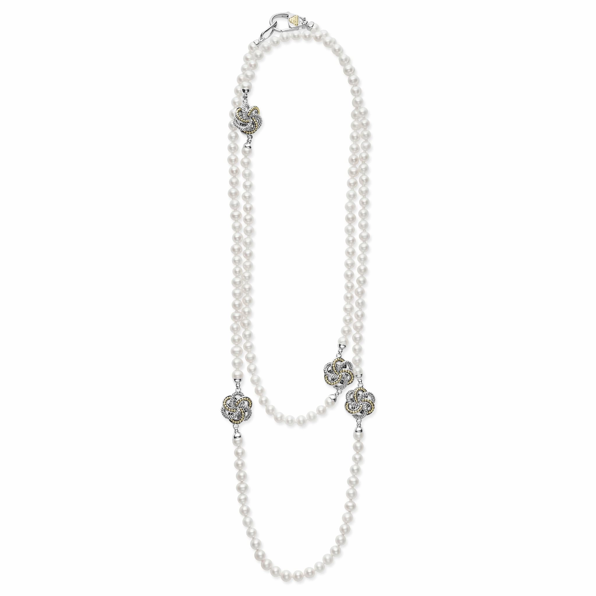 Love Knot Four Station Love Knot Pearl Necklace