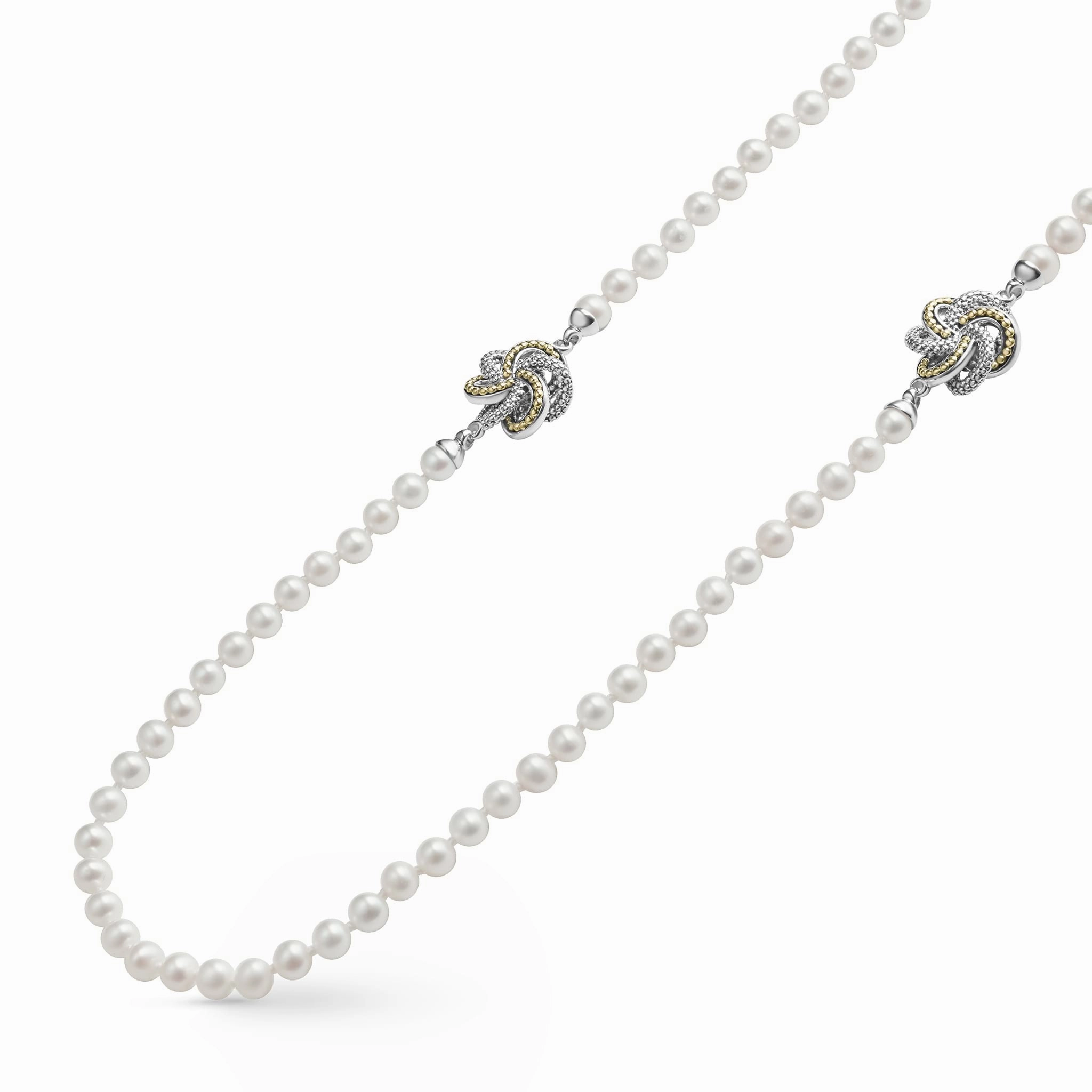 Love Knot Four Station Love Knot Pearl Necklace